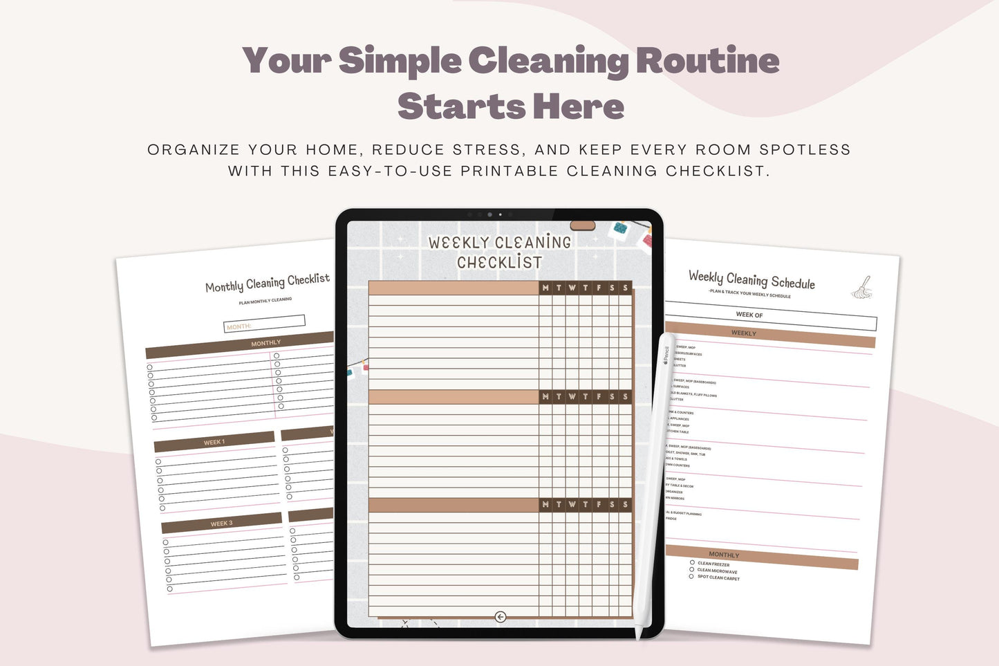 Printable Cleaning Checklist: Daily & Weekly Schedule (Digital Download)