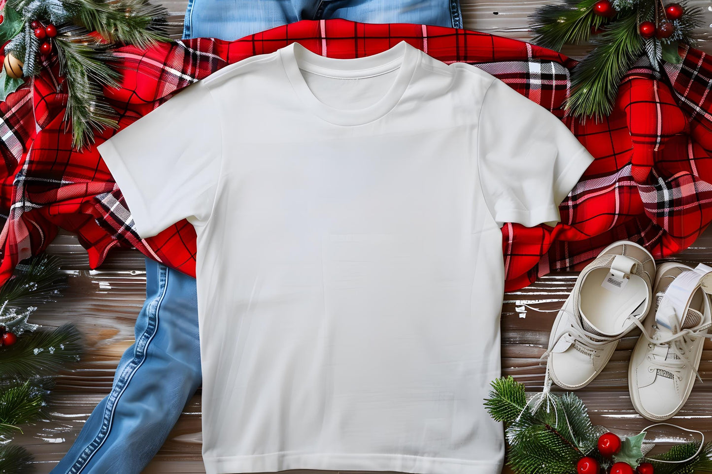Christmas T-Shirt Mockup Bundle, Festive Holiday Designs (Digital Download)