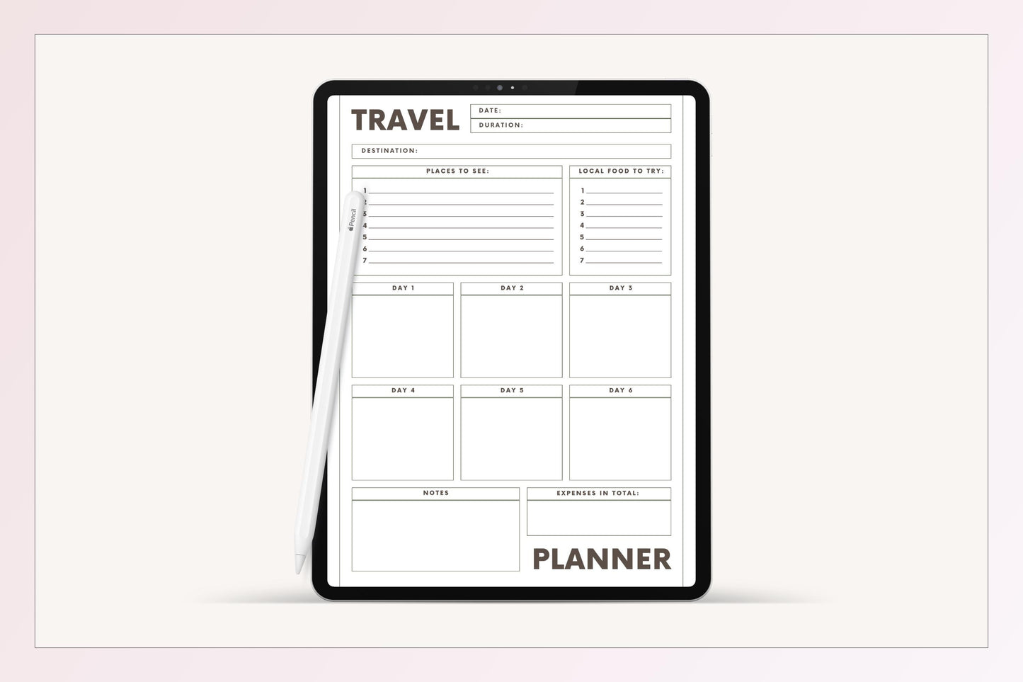 Printable Travel Planner PDF, Vacation Itinerary, Travel Journal (Instant Download)