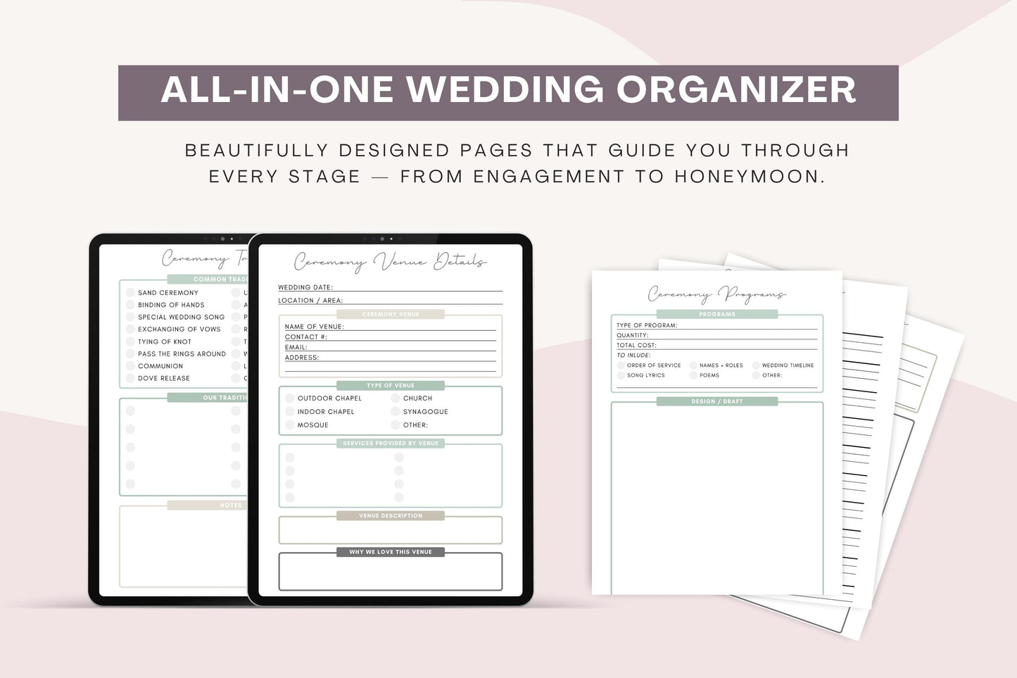 Wedding Planner Printable , Bride Organizer , Budget Tracker & Checklist Binder , Wedding Planning Template Istant Download