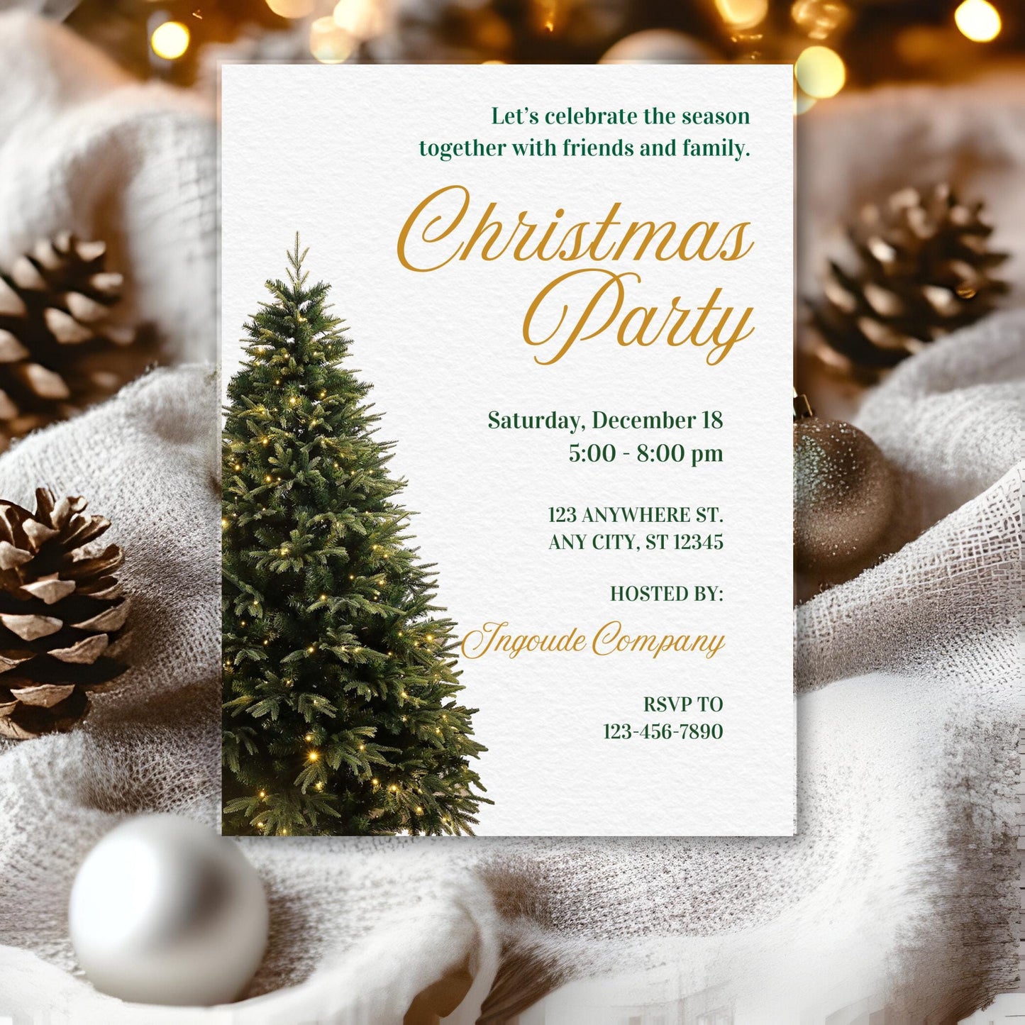 Editable Santa Hat Christmas Party Invitation: Canva Template