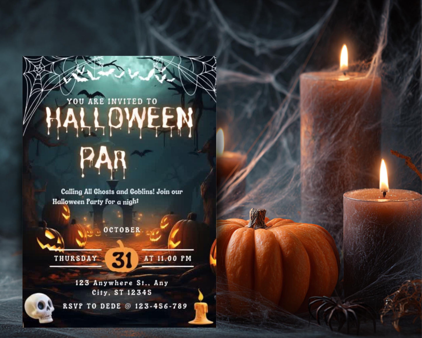 Editable Spooky Halloween Party Invitation: DIY Itinerary (Digital)
