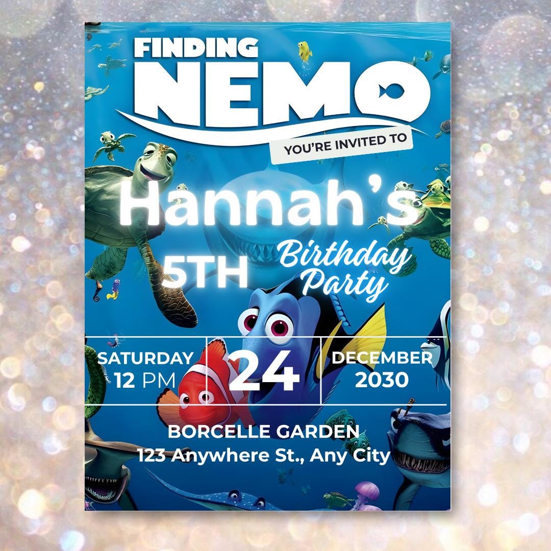 Finding Nemo Birthday Invitation: Editable Ocean Party Invite (Canva Template)