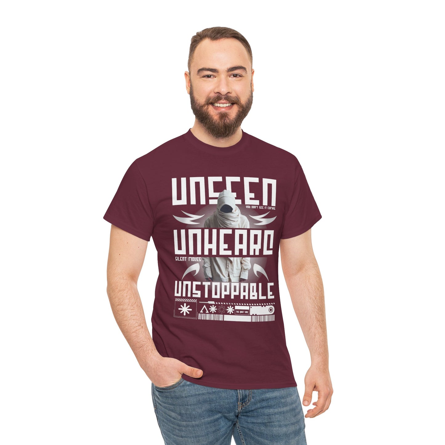 T-Shirt — "Unseen, Unheard, Unstoppable" Graphic Tee (Bold Futuristic Design)