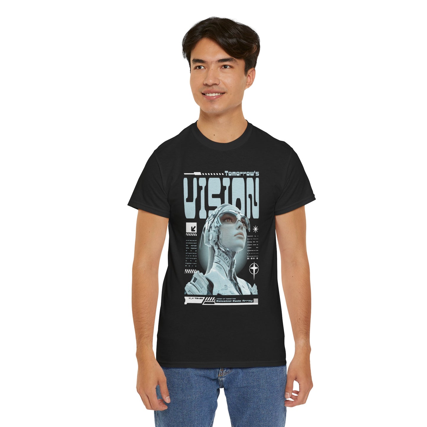Futuristic Cyborg Portrait Tee – "VISION" Graphic T-Shirt