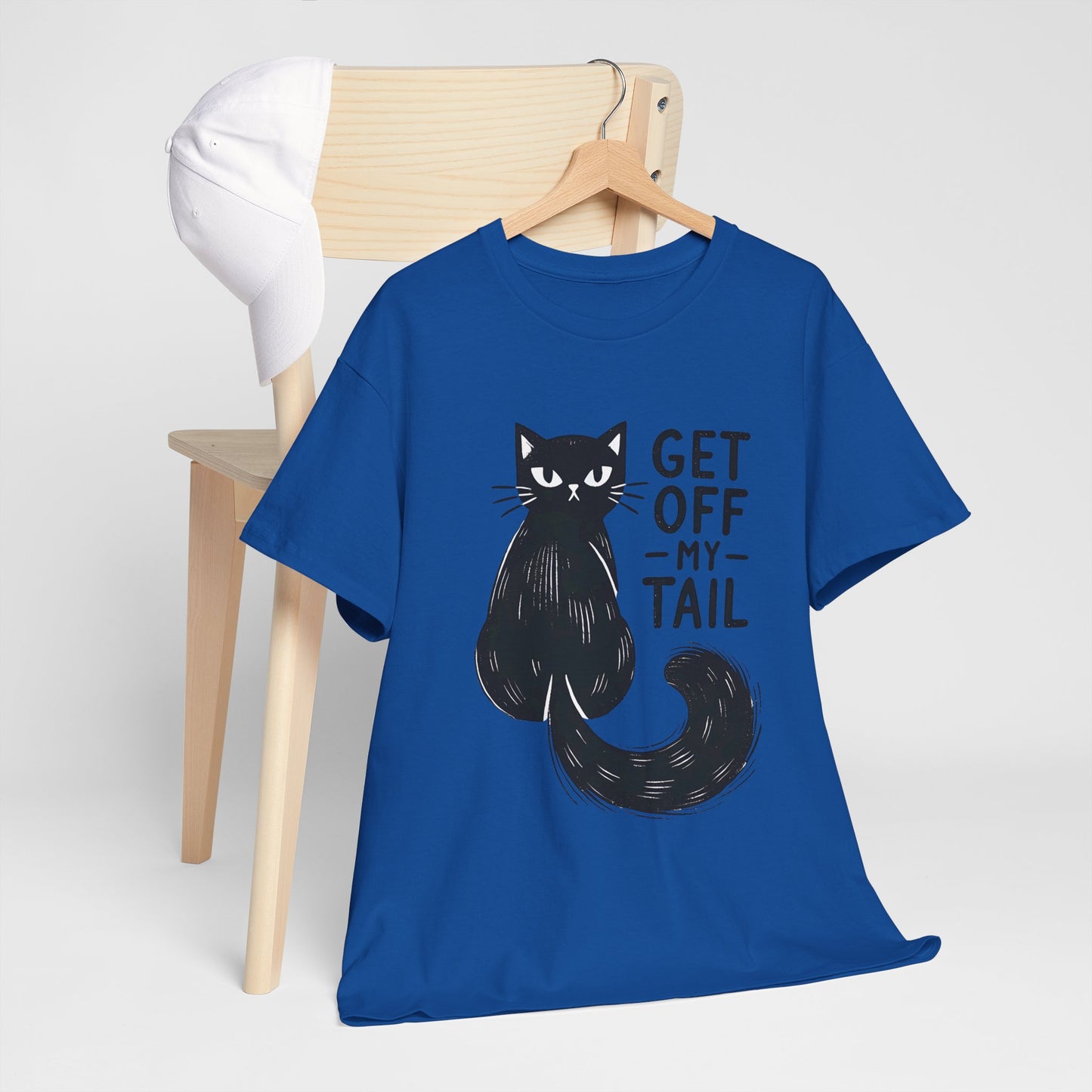 Cat T-Shirt — "Get Off My Tail" Funny Black Cat Tee