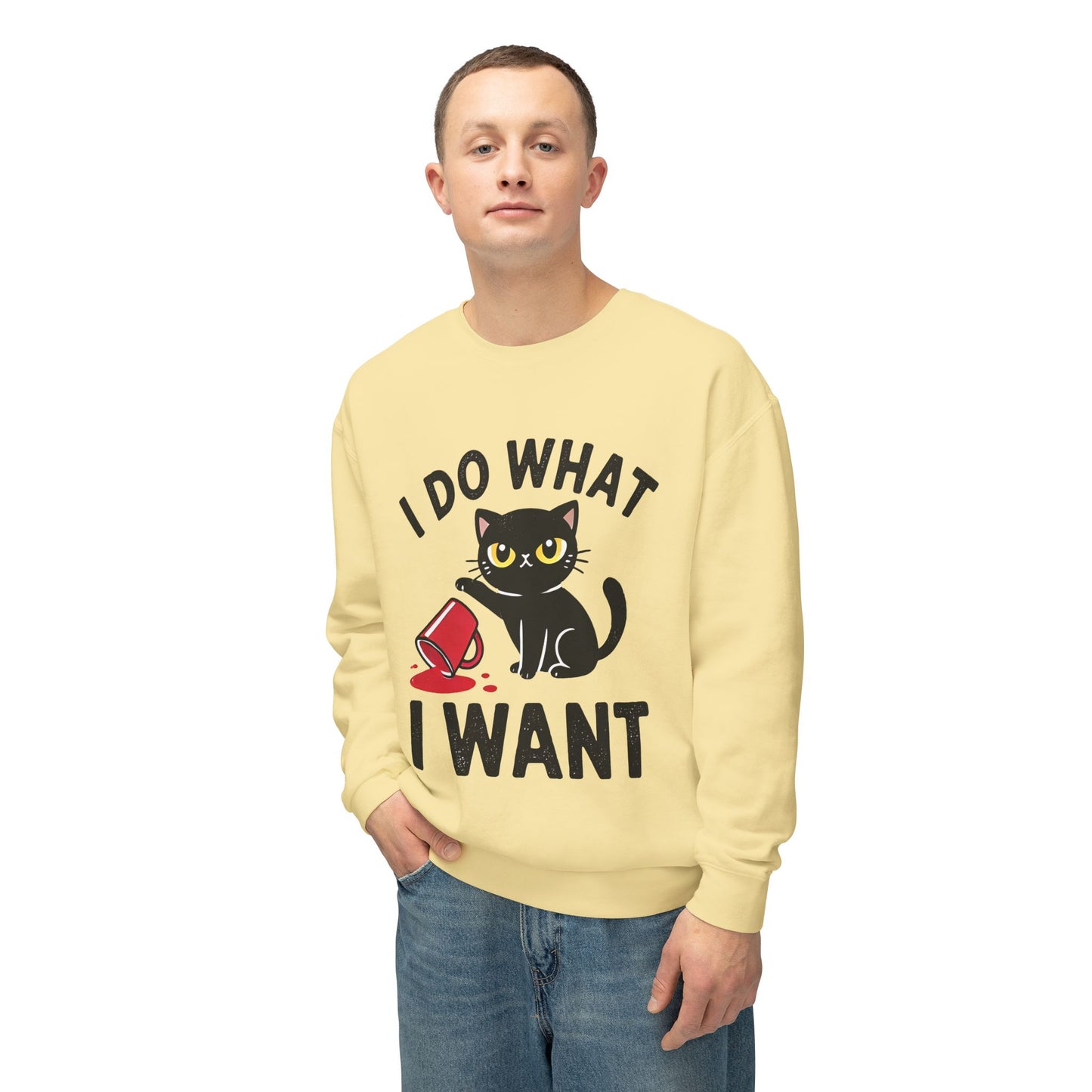 Cat Graphic Sweatshirt "I Do What I Want" – Cute Rebellious Cat Crewneck