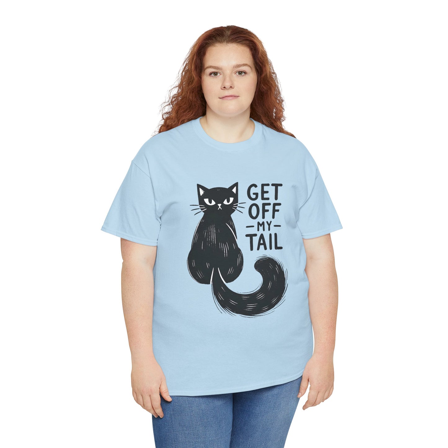 Cat T-Shirt — "Get Off My Tail" Funny Black Cat Tee