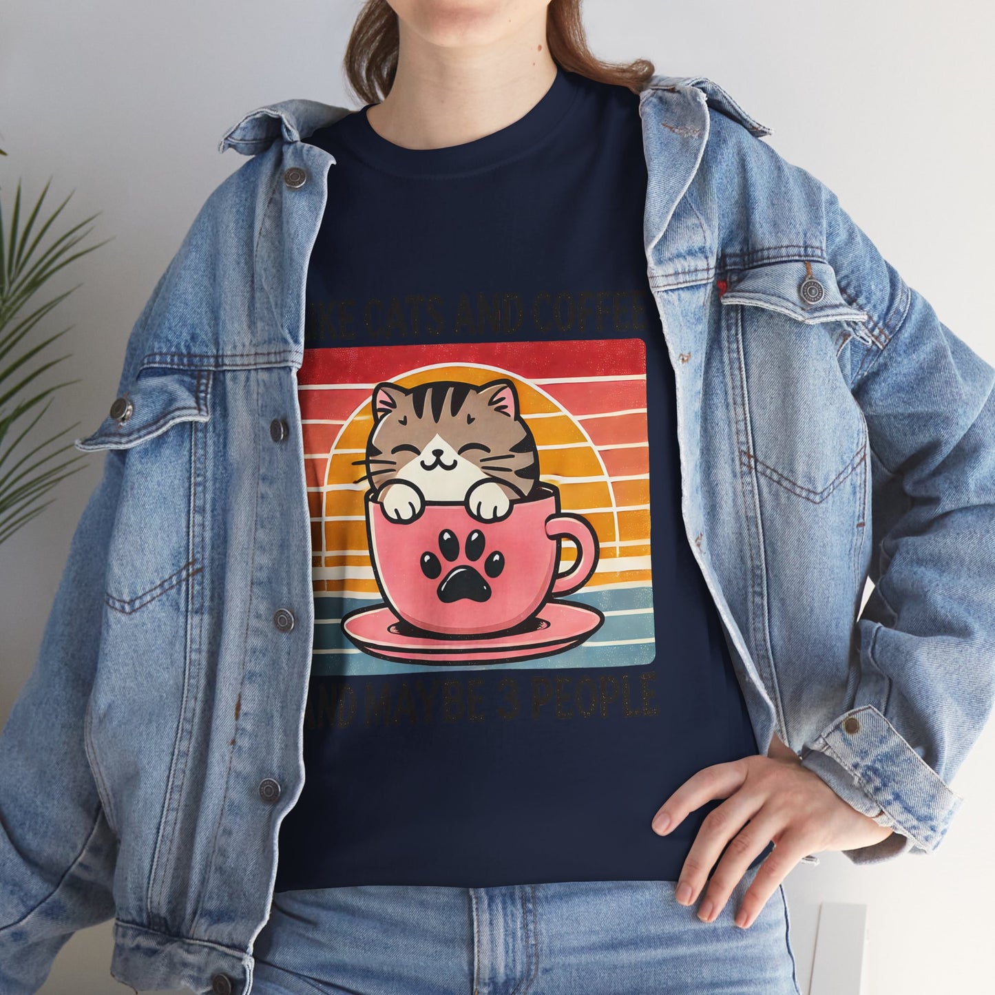 Cat & Coffee T-Shirt — "I Like Cats and Coffee and Maybe 3 People" Cute Vintage Tee