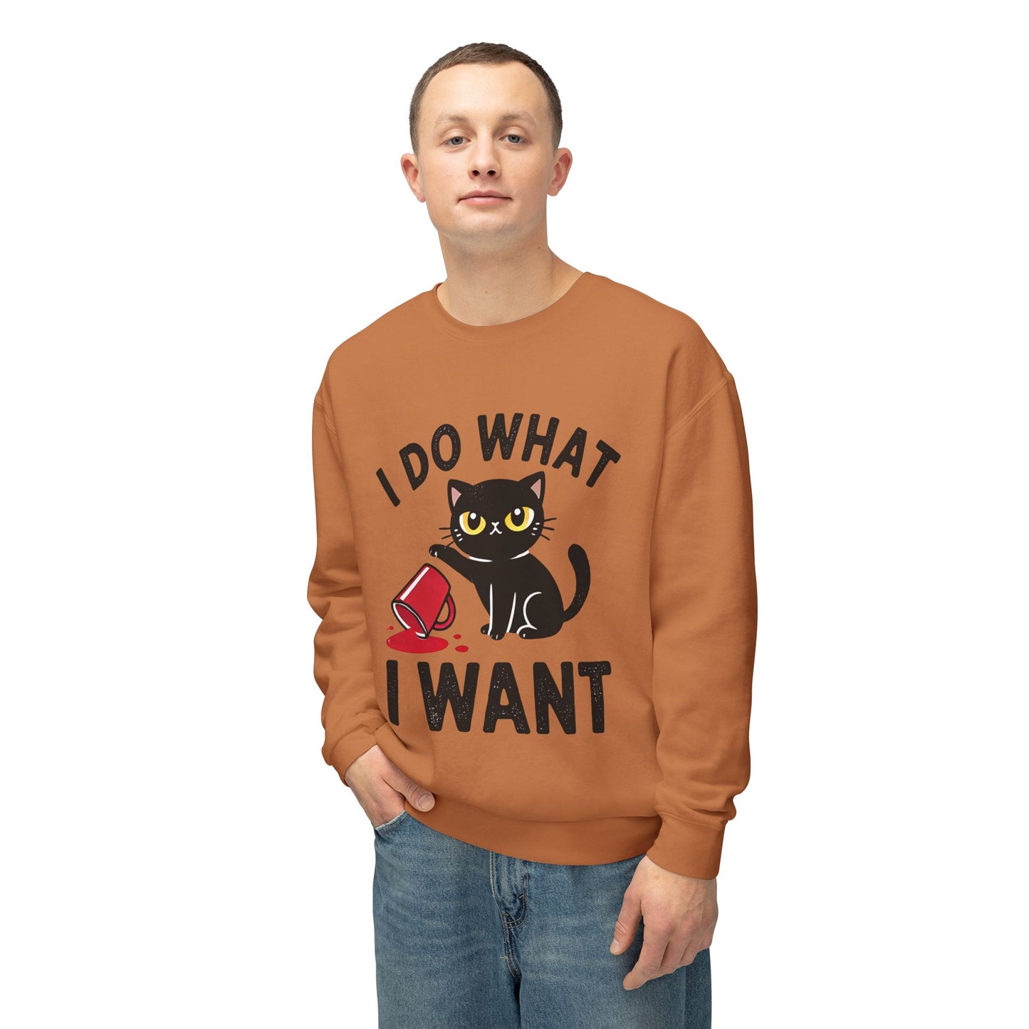 Cat Graphic Sweatshirt "I Do What I Want" – Cute Rebellious Cat Crewneck