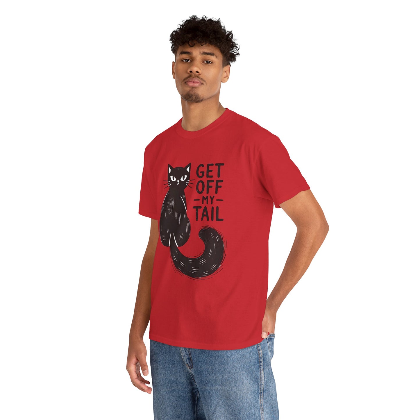 Cat T-Shirt — "Get Off My Tail" Funny Black Cat Tee