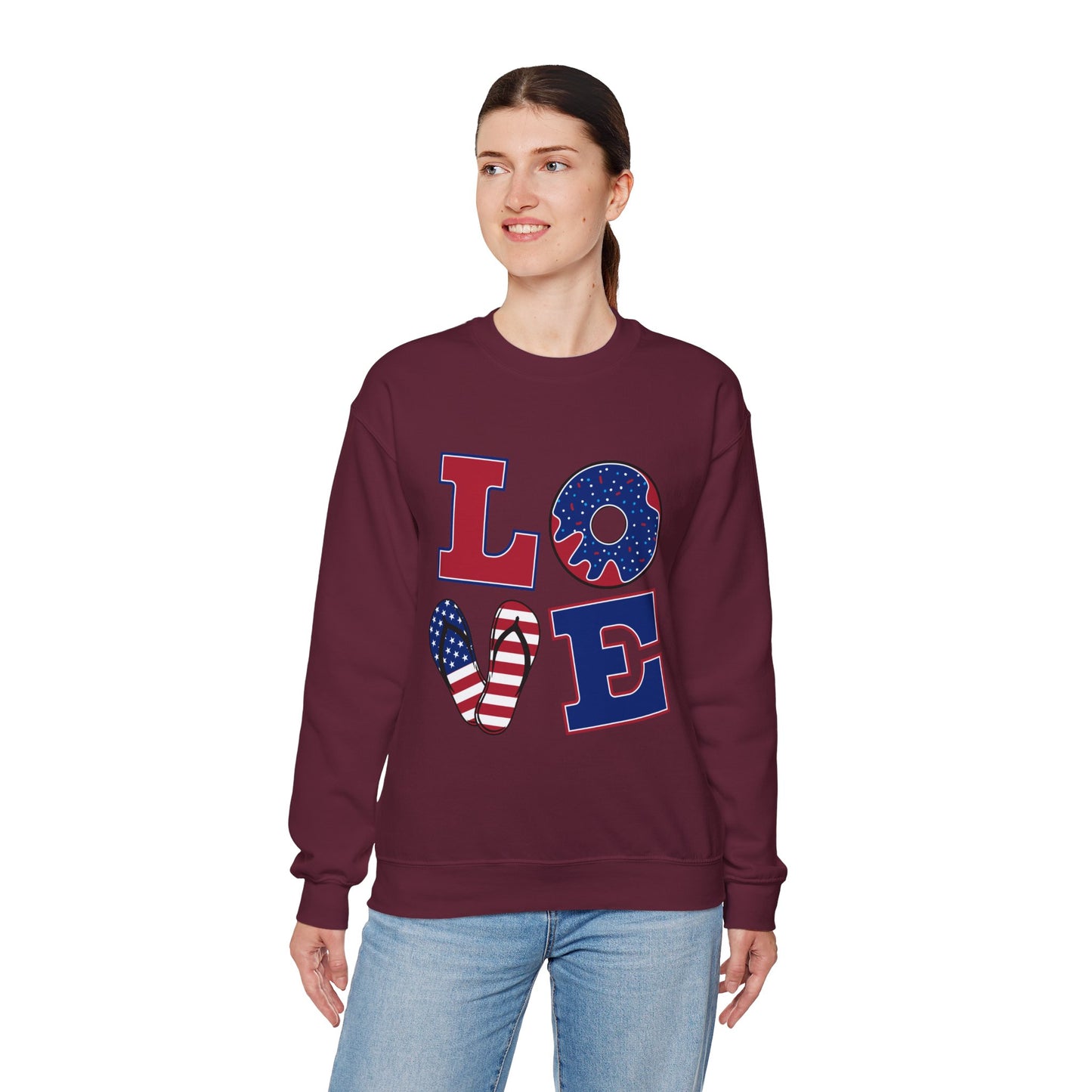 Patriotic Donut Love Crewneck Sweatshirt