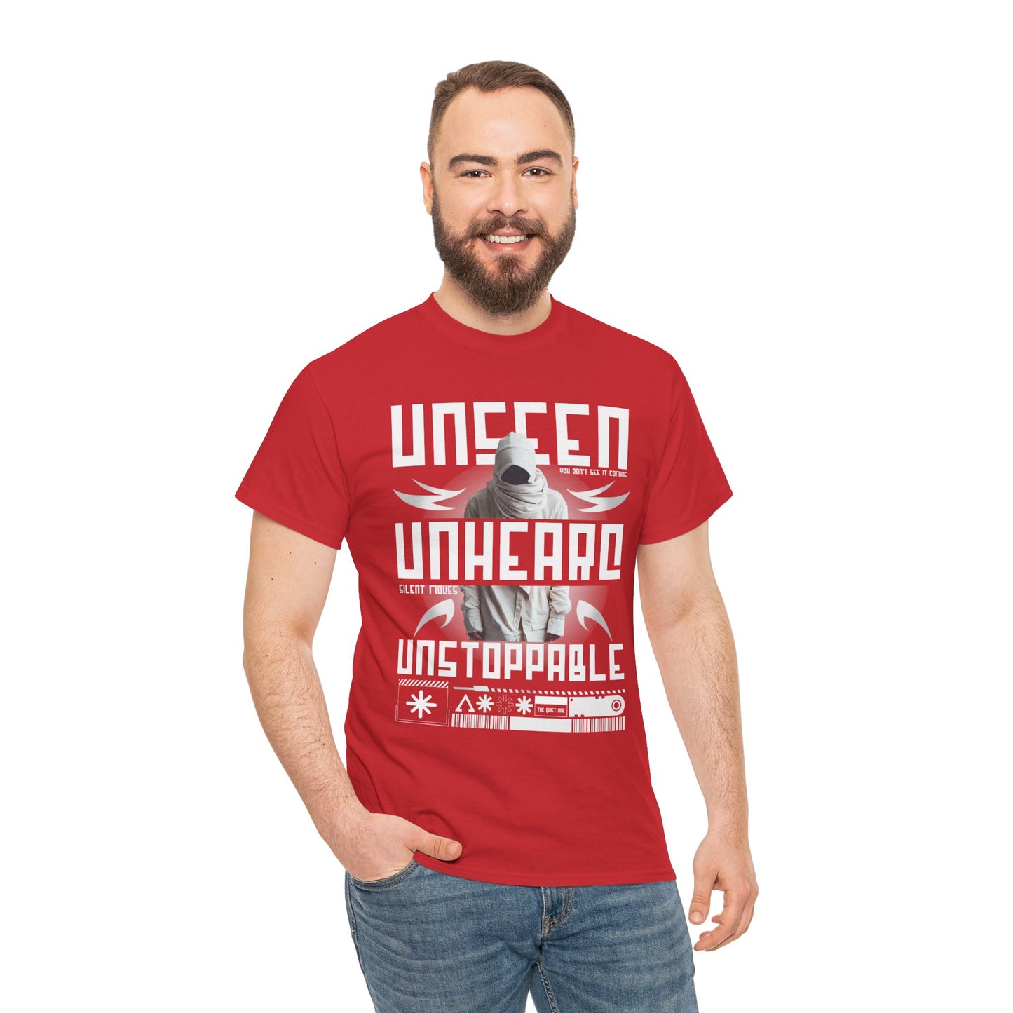 T-Shirt — "Unseen, Unheard, Unstoppable" Graphic Tee (Bold Futuristic Design)