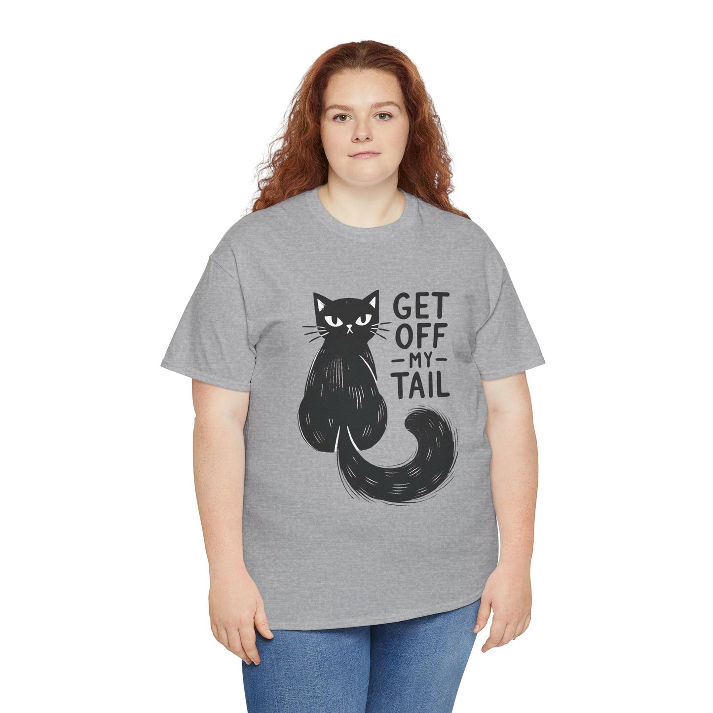 Cat T-Shirt — "Get Off My Tail" Funny Black Cat Tee
