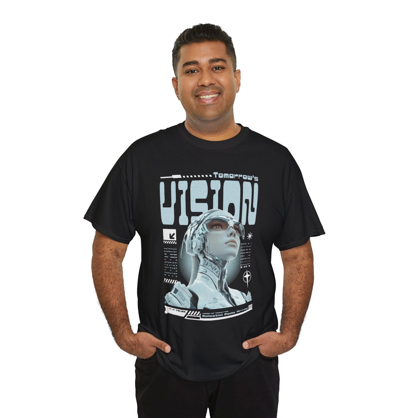 Futuristic Cyborg Portrait Tee – "VISION" Graphic T-Shirt