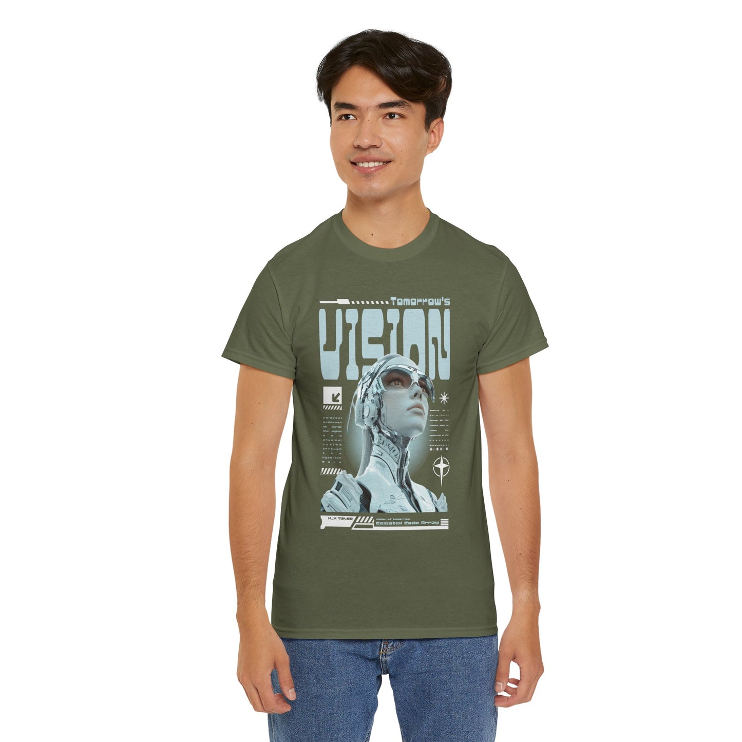 Futuristic Cyborg Portrait Tee – "VISION" Graphic T-Shirt