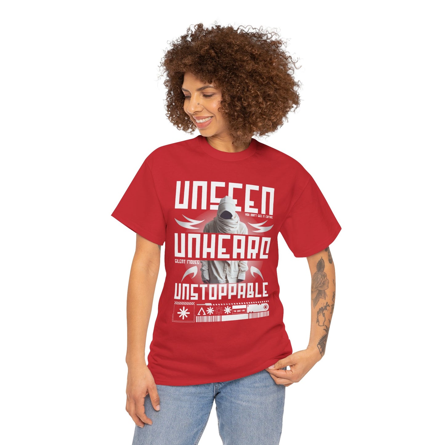 T-Shirt — "Unseen, Unheard, Unstoppable" Graphic Tee (Bold Futuristic Design)