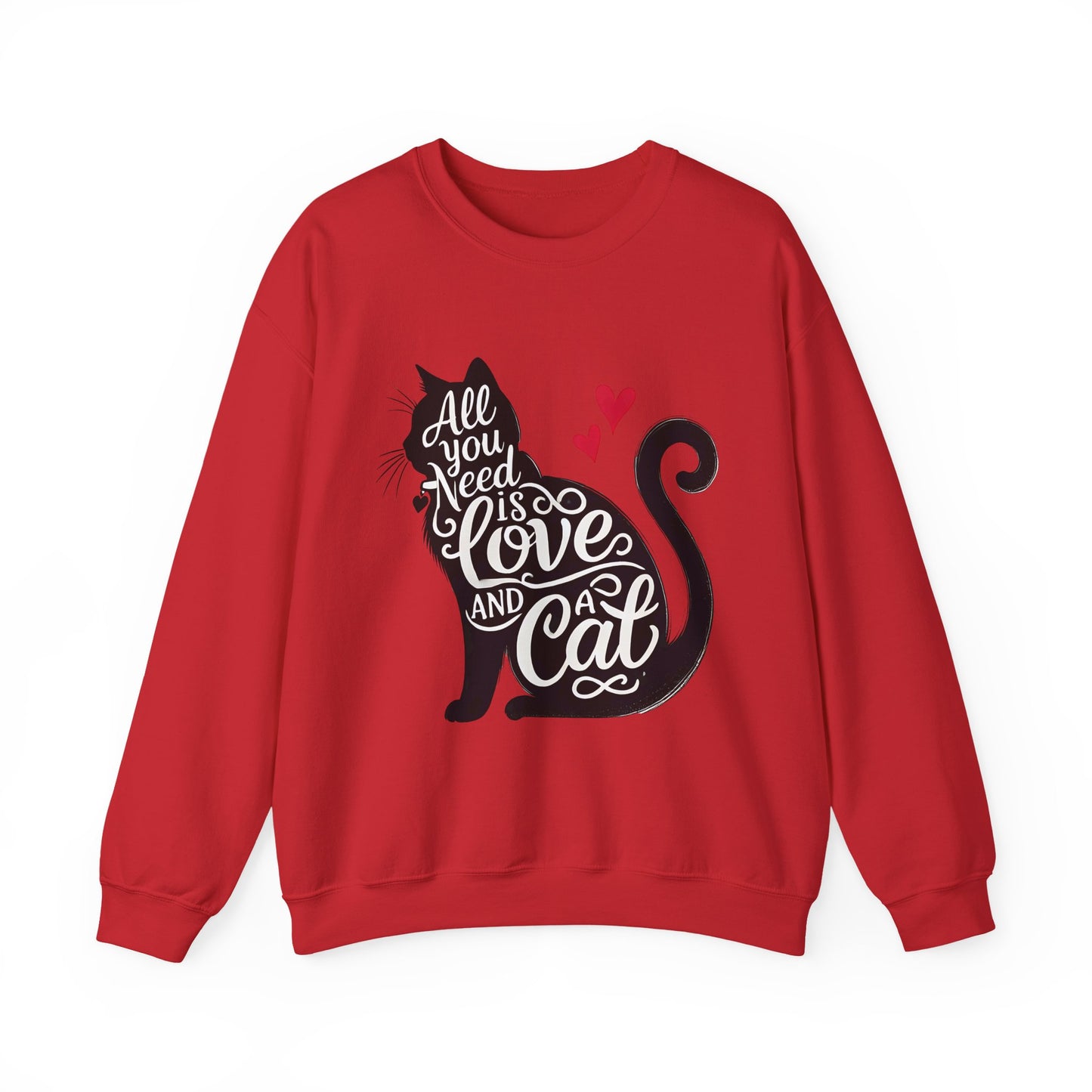 All You Need Is Love and a Cat sweatshirt - Cat Lover Crewneck Sweatshirt
