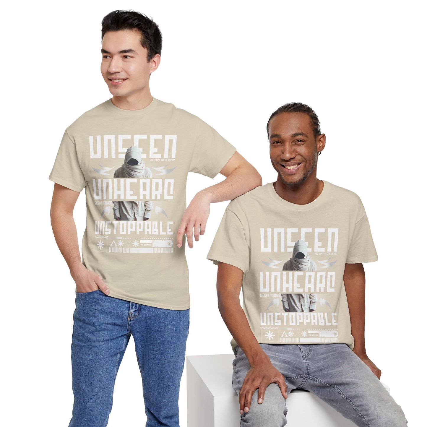 T-Shirt — "Unseen, Unheard, Unstoppable" Graphic Tee (Bold Futuristic Design)