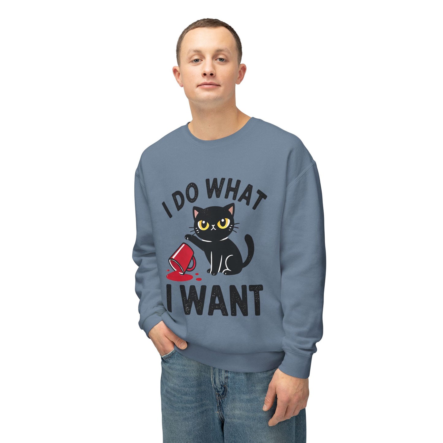 Cat Graphic Sweatshirt "I Do What I Want" – Cute Rebellious Cat Crewneck