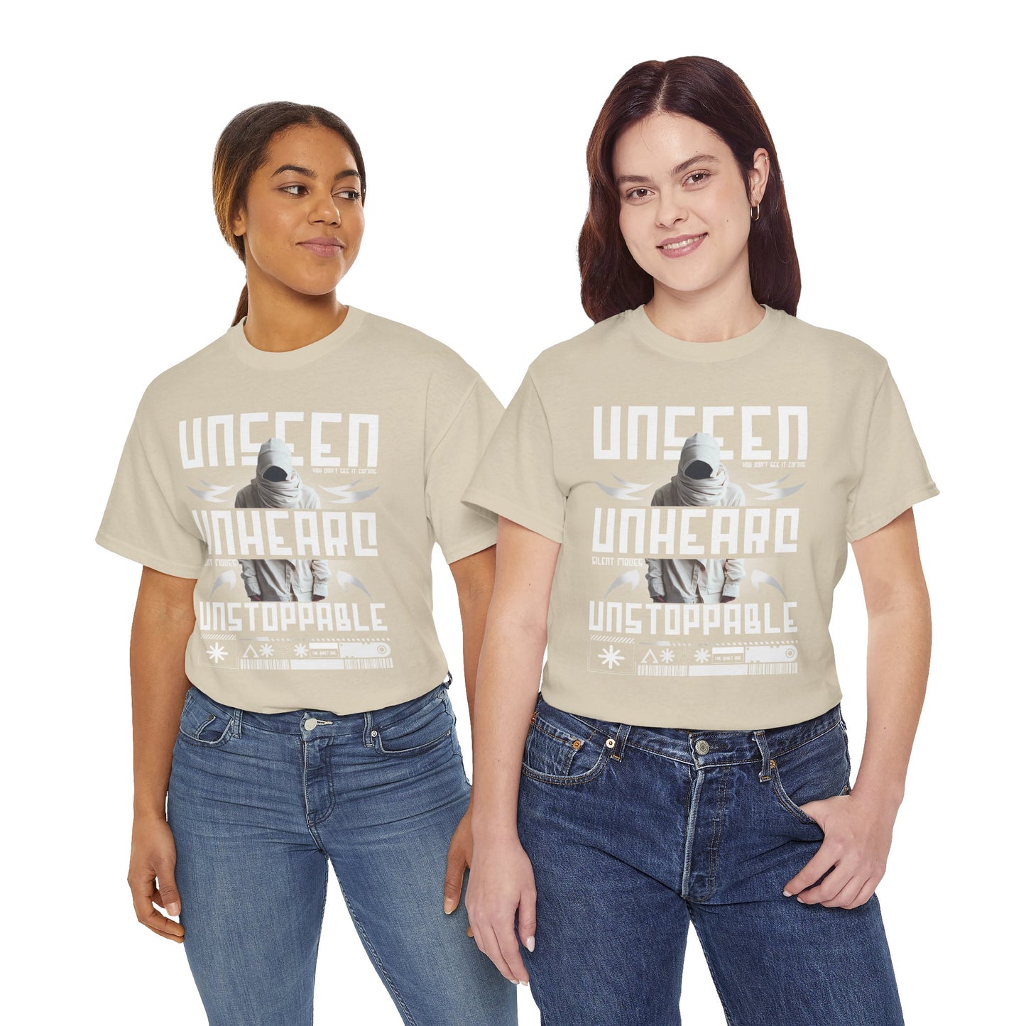 T-Shirt — "Unseen, Unheard, Unstoppable" Graphic Tee (Bold Futuristic Design)