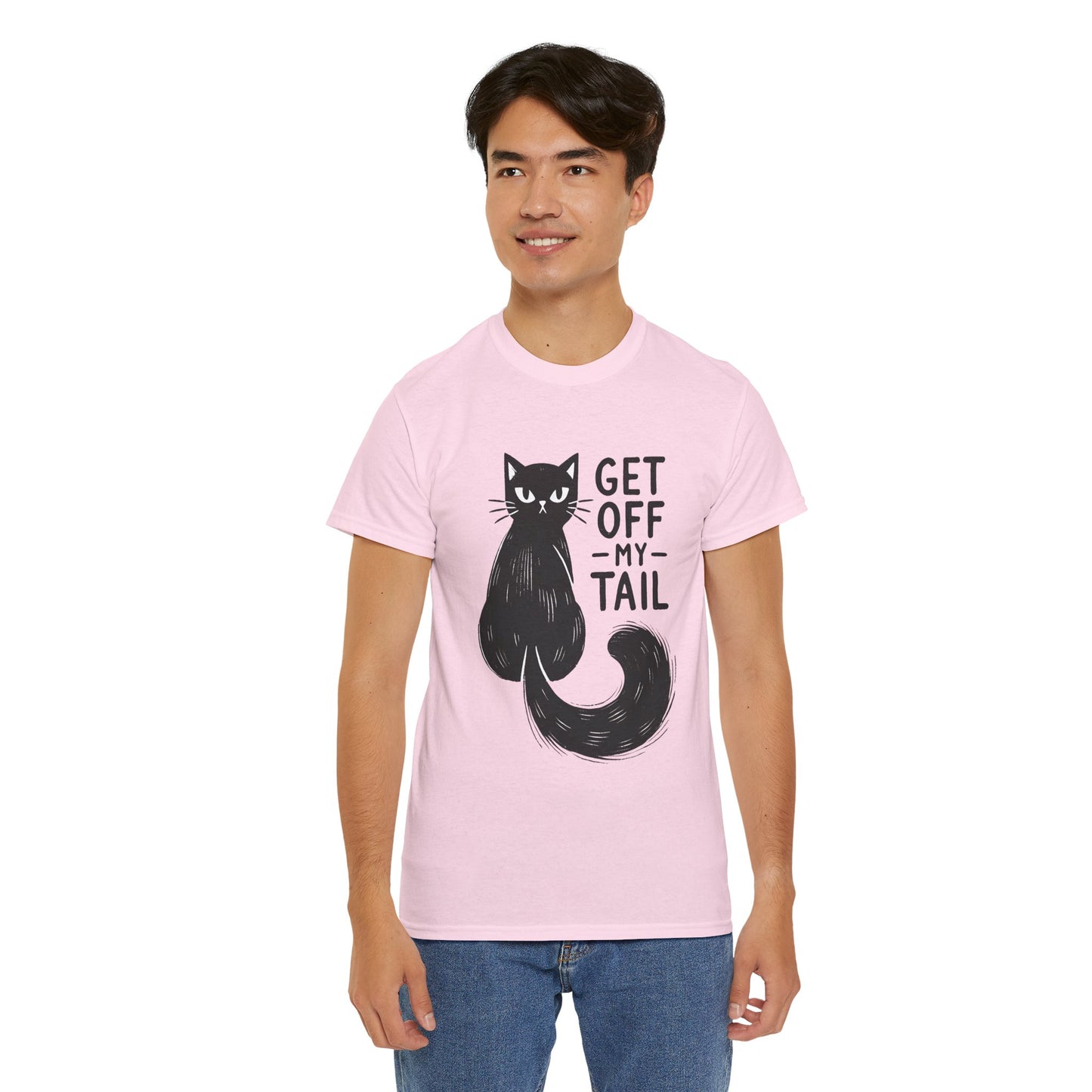 Cat T-Shirt — "Get Off My Tail" Funny Black Cat Tee