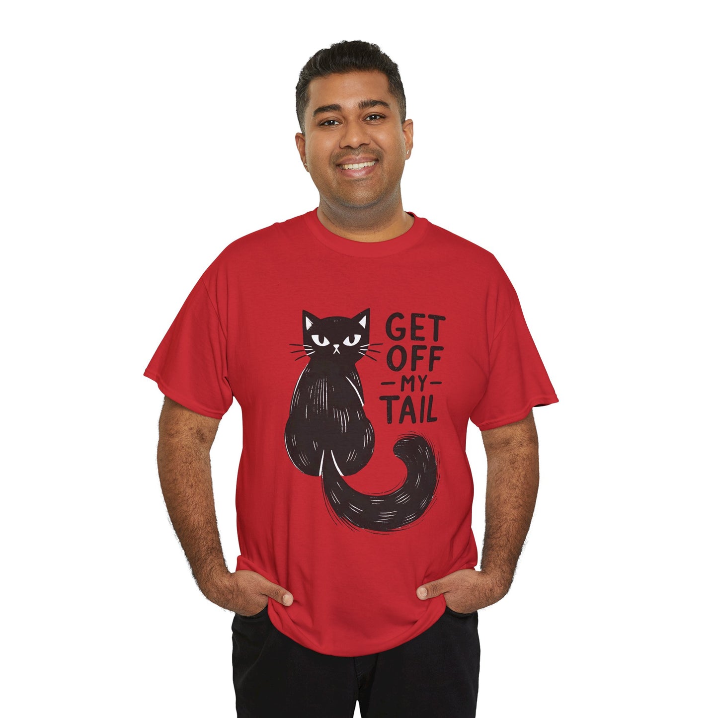 Cat T-Shirt — "Get Off My Tail" Funny Black Cat Tee