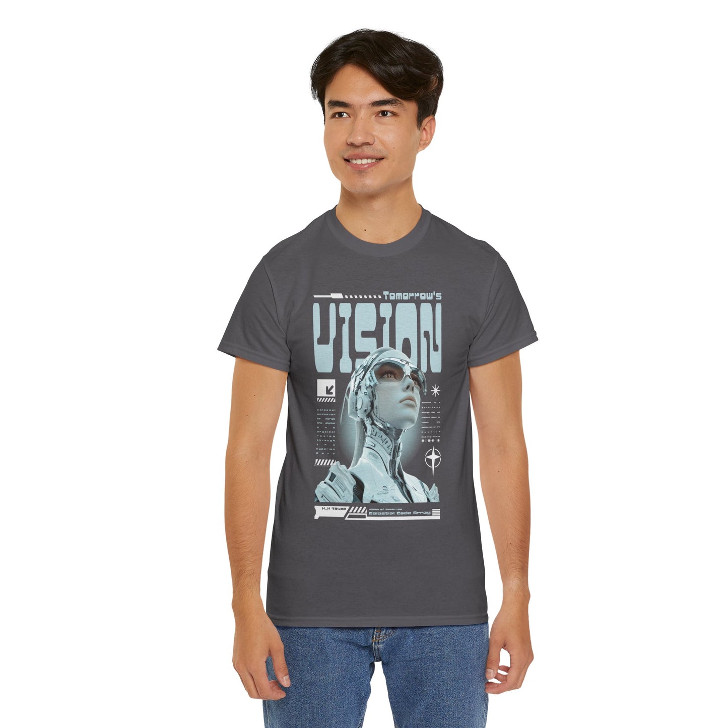 Futuristic Cyborg Portrait Tee – "VISION" Graphic T-Shirt