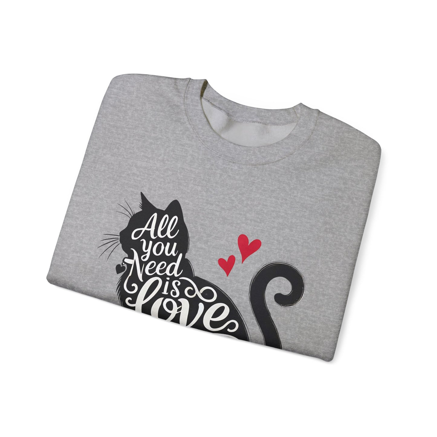 All You Need Is Love and a Cat sweatshirt - Cat Lover Crewneck Sweatshirt