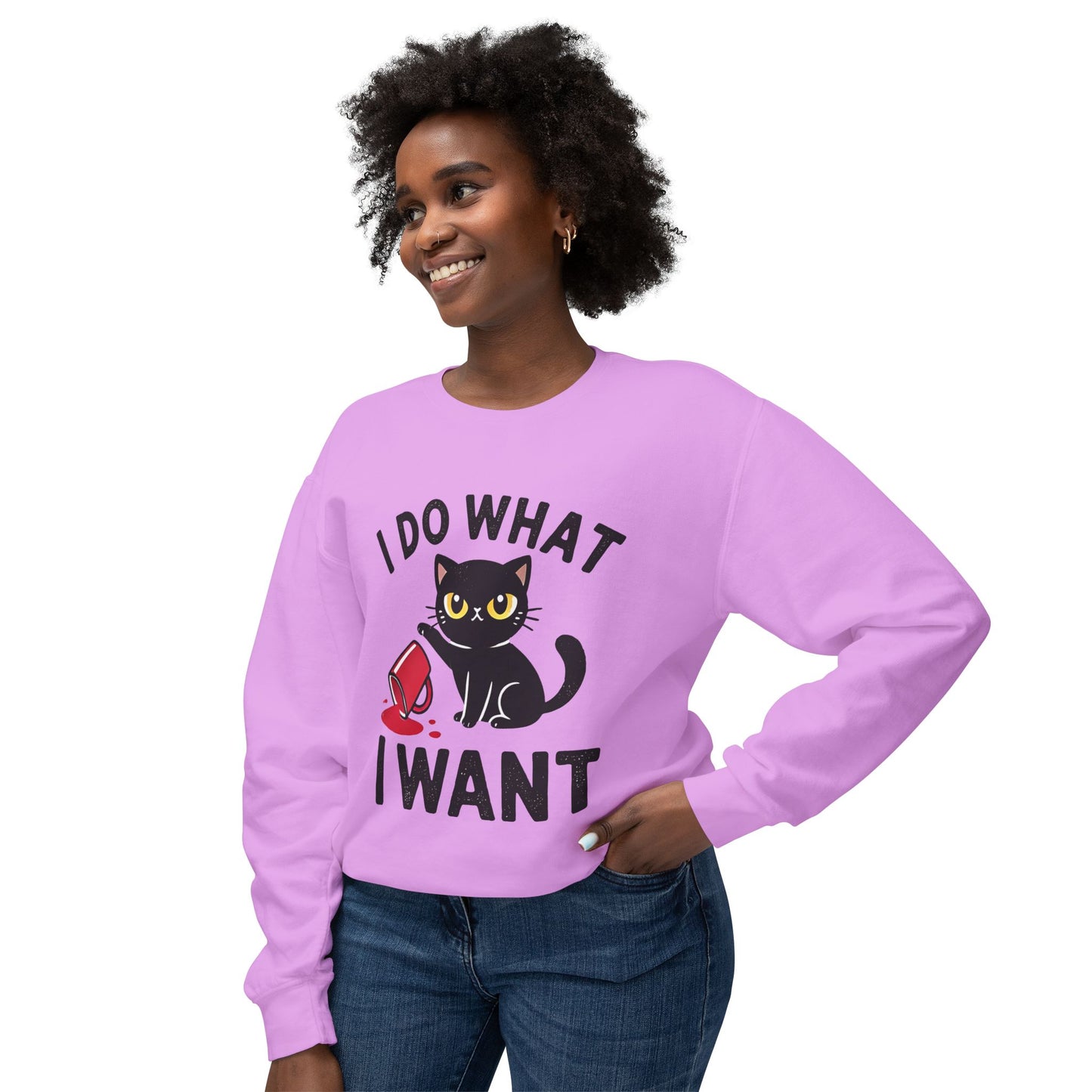 Cat Graphic Sweatshirt "I Do What I Want" – Cute Rebellious Cat Crewneck
