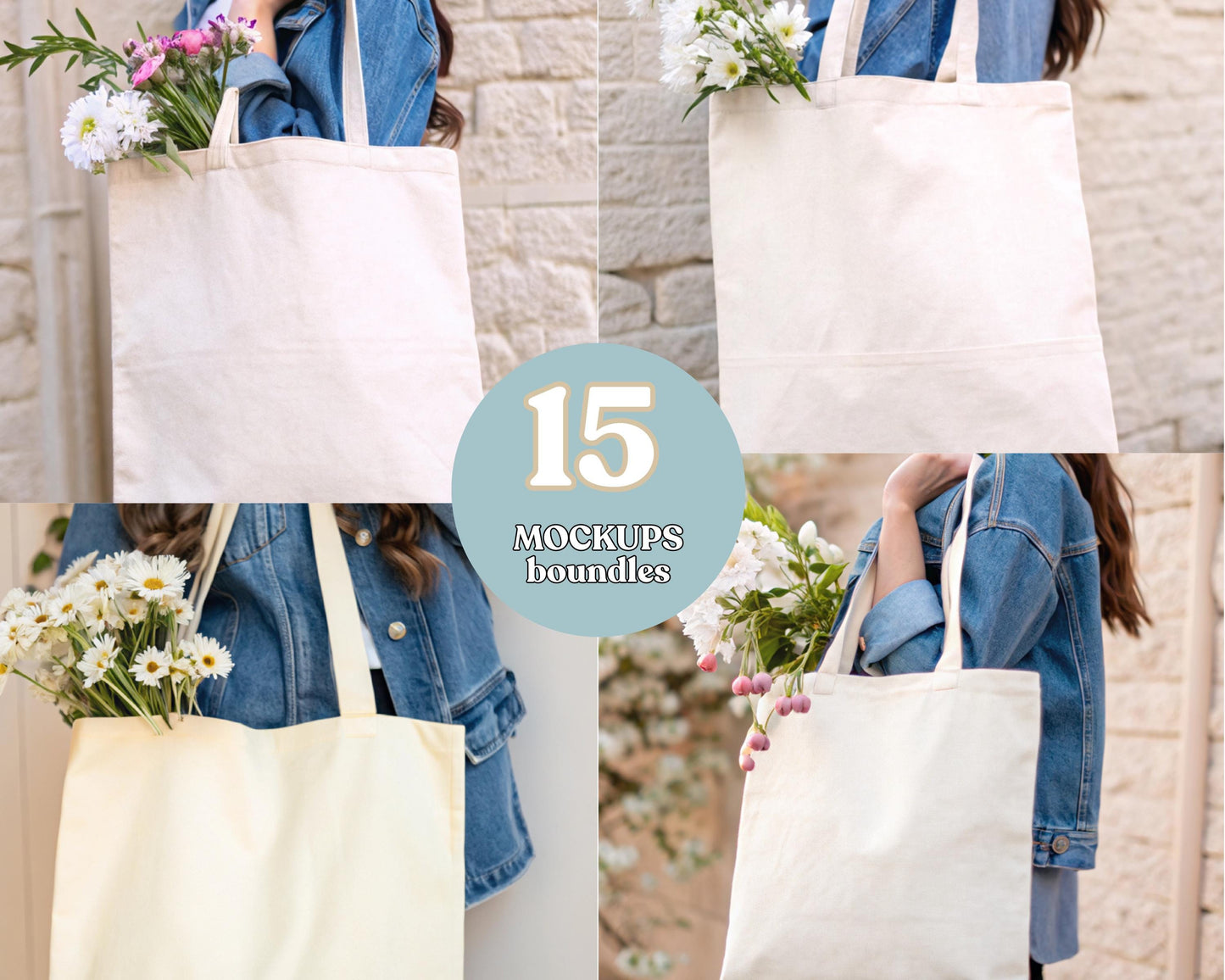 Eco Canvas Tote Bag Mockup Bundle, PSD & JPEG (Digital Download)