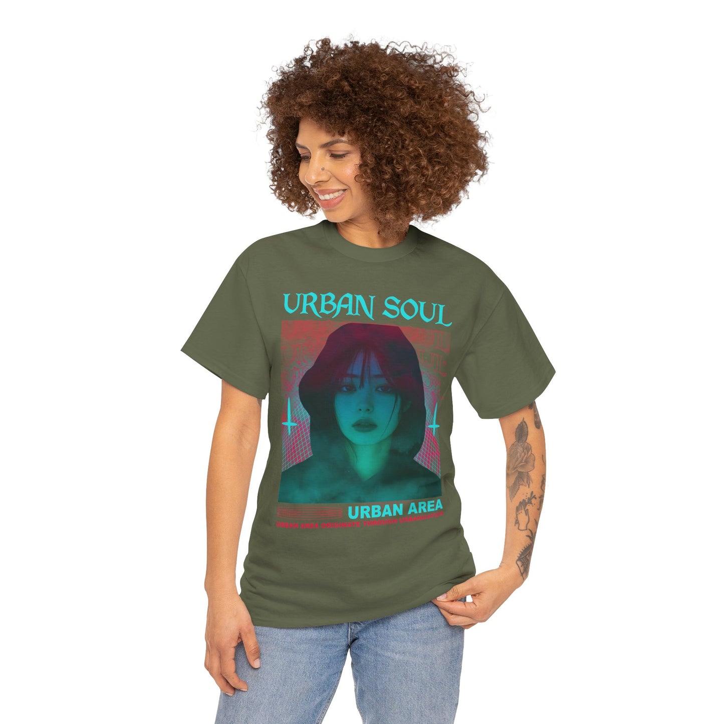 Urban Soul Graphic Tee — Vintage Vaporwave Portrait T-Shirt