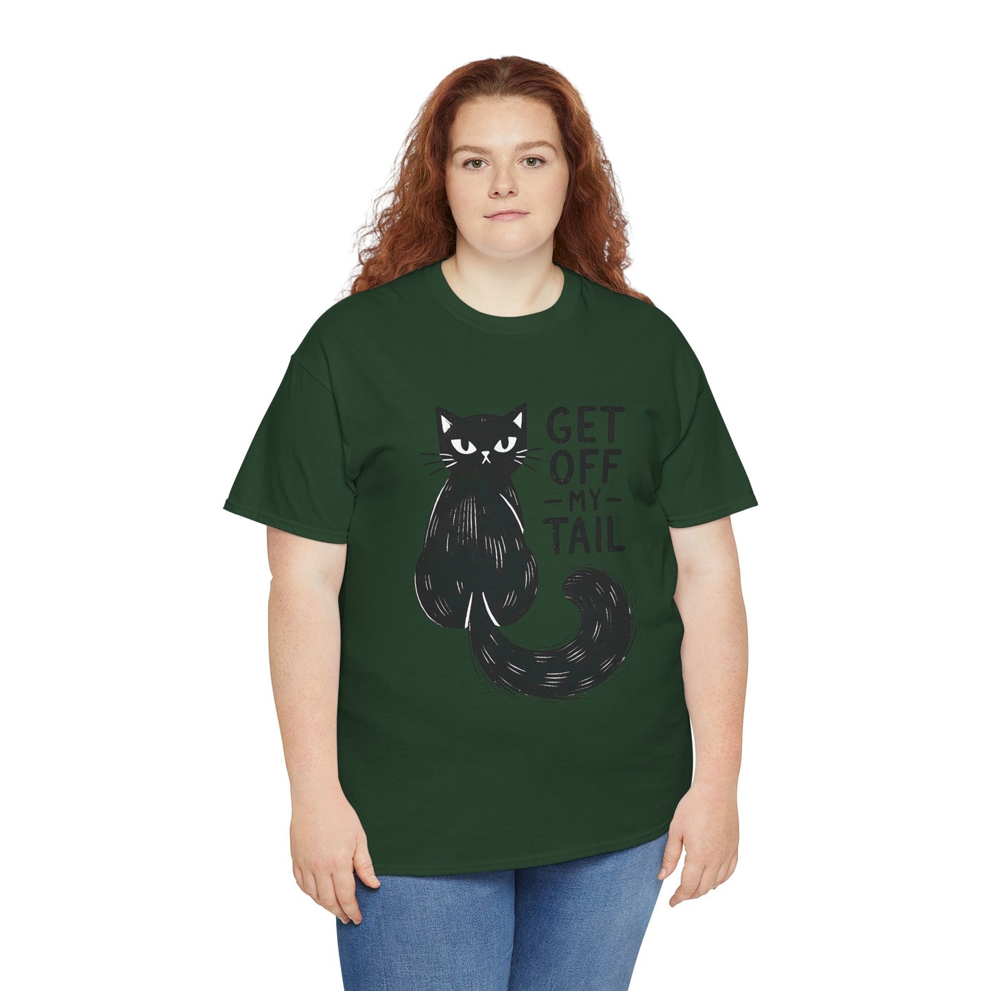 Cat T-Shirt — "Get Off My Tail" Funny Black Cat Tee