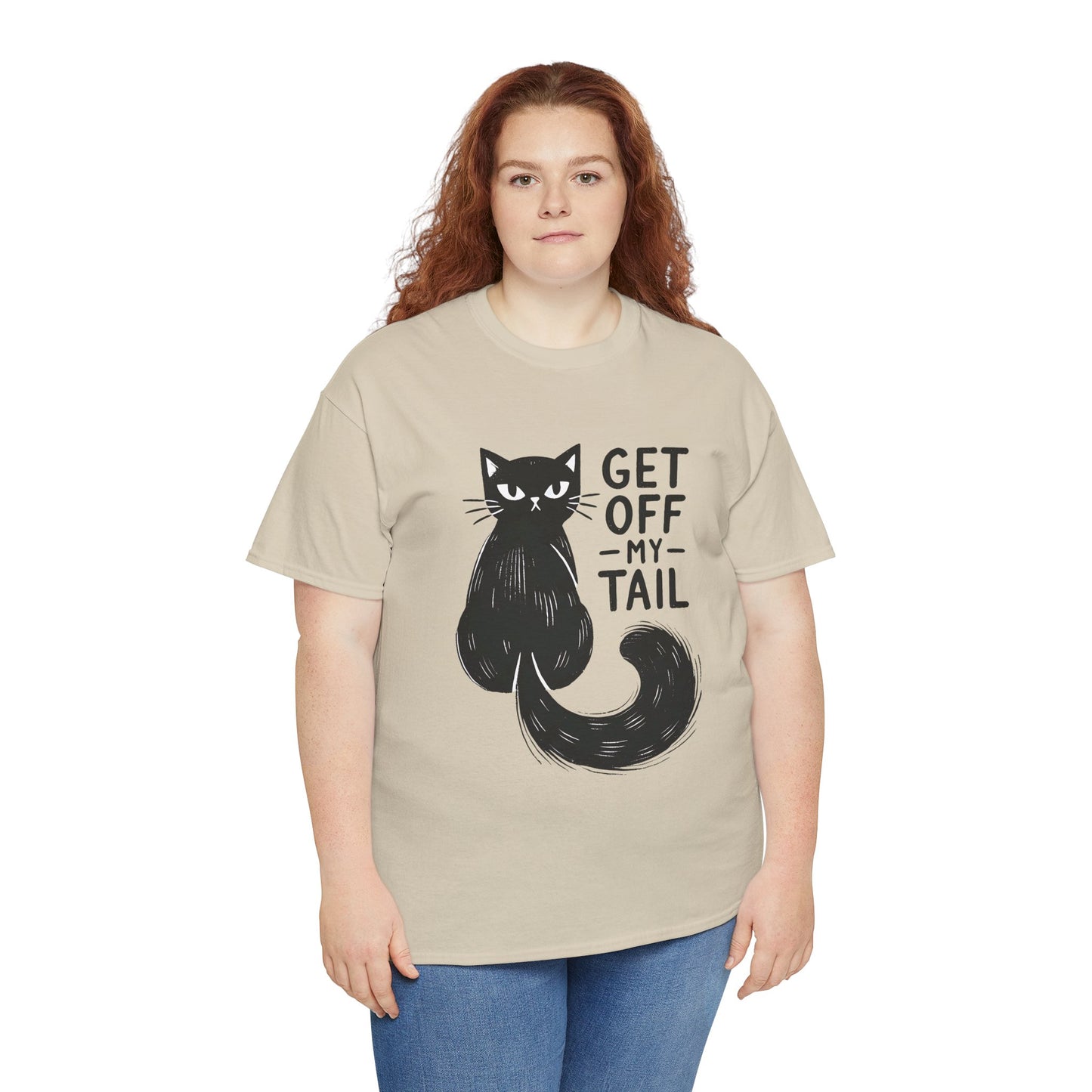Cat T-Shirt — "Get Off My Tail" Funny Black Cat Tee