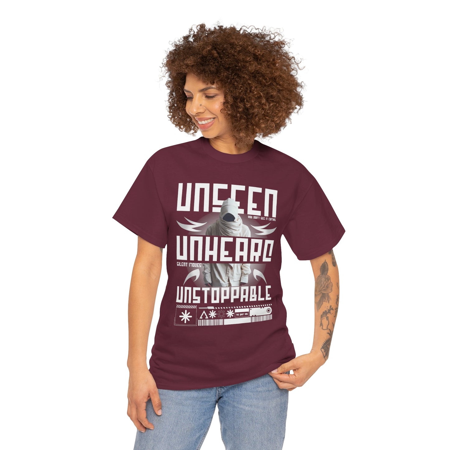 T-Shirt — "Unseen, Unheard, Unstoppable" Graphic Tee (Bold Futuristic Design)