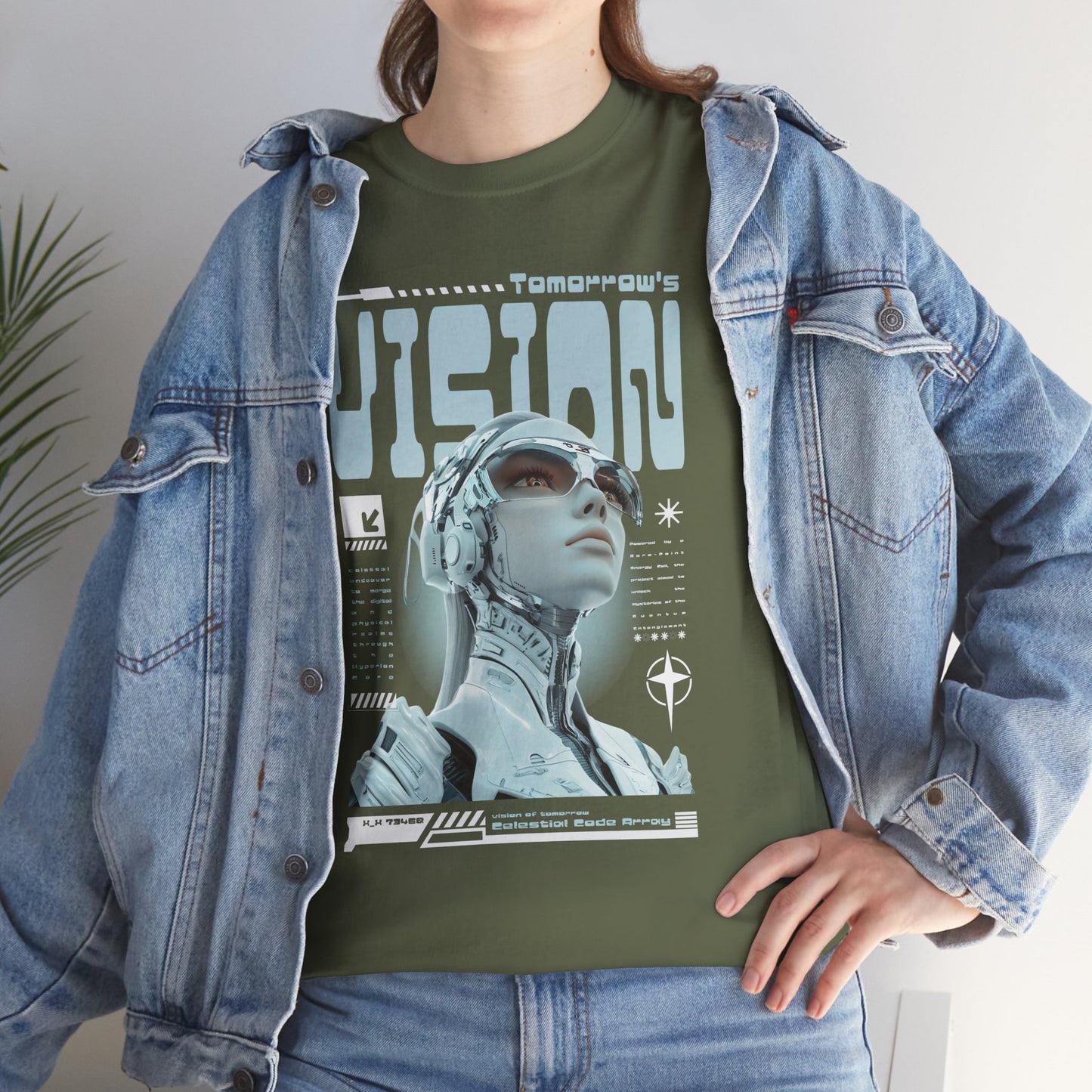 Futuristic Cyborg Portrait Tee – "VISION" Graphic T-Shirt
