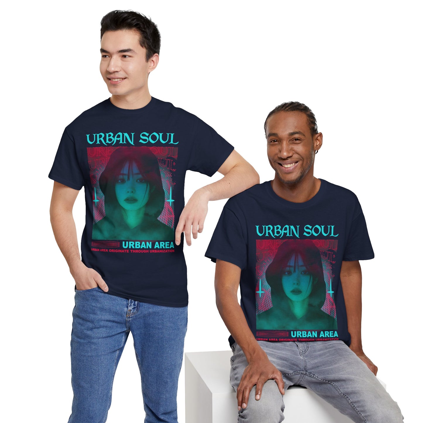 Urban Soul Graphic Tee — Vintage Vaporwave Portrait T-Shirt
