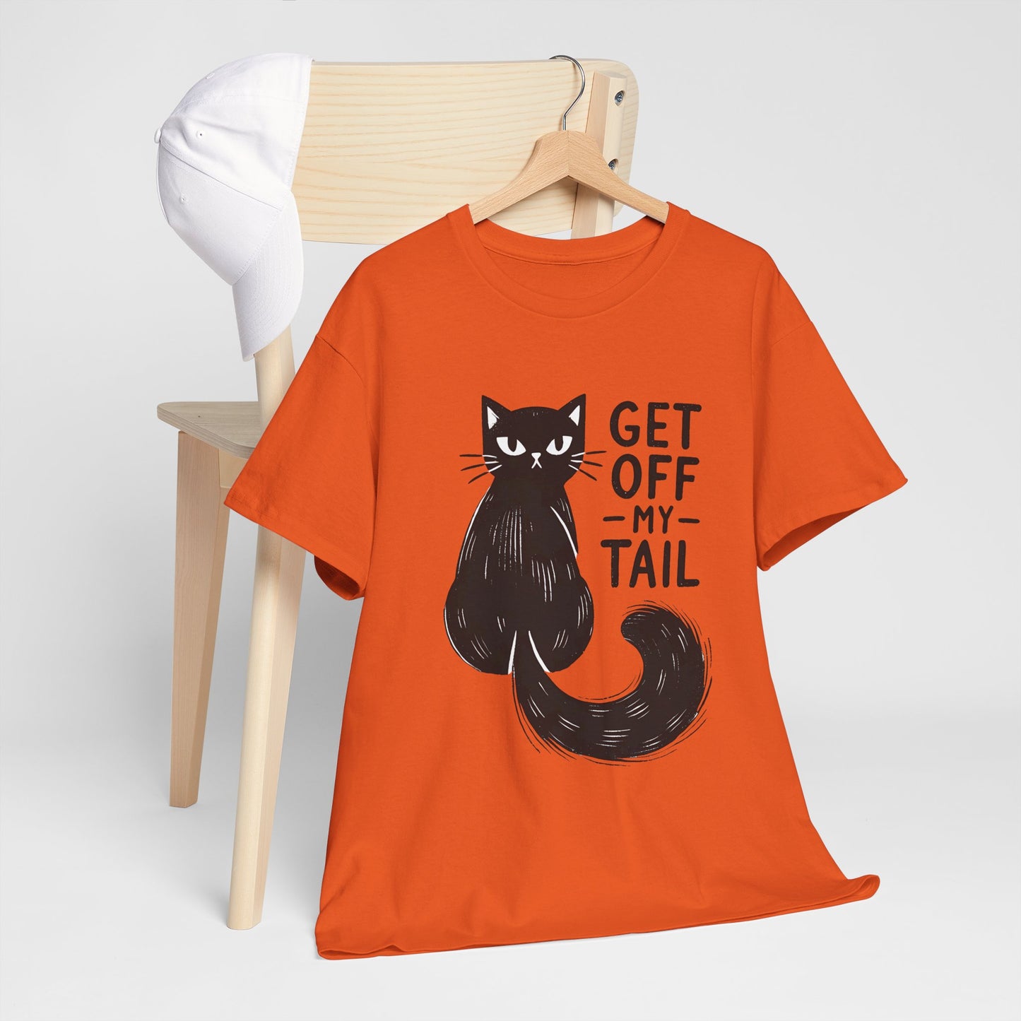 Cat T-Shirt — "Get Off My Tail" Funny Black Cat Tee