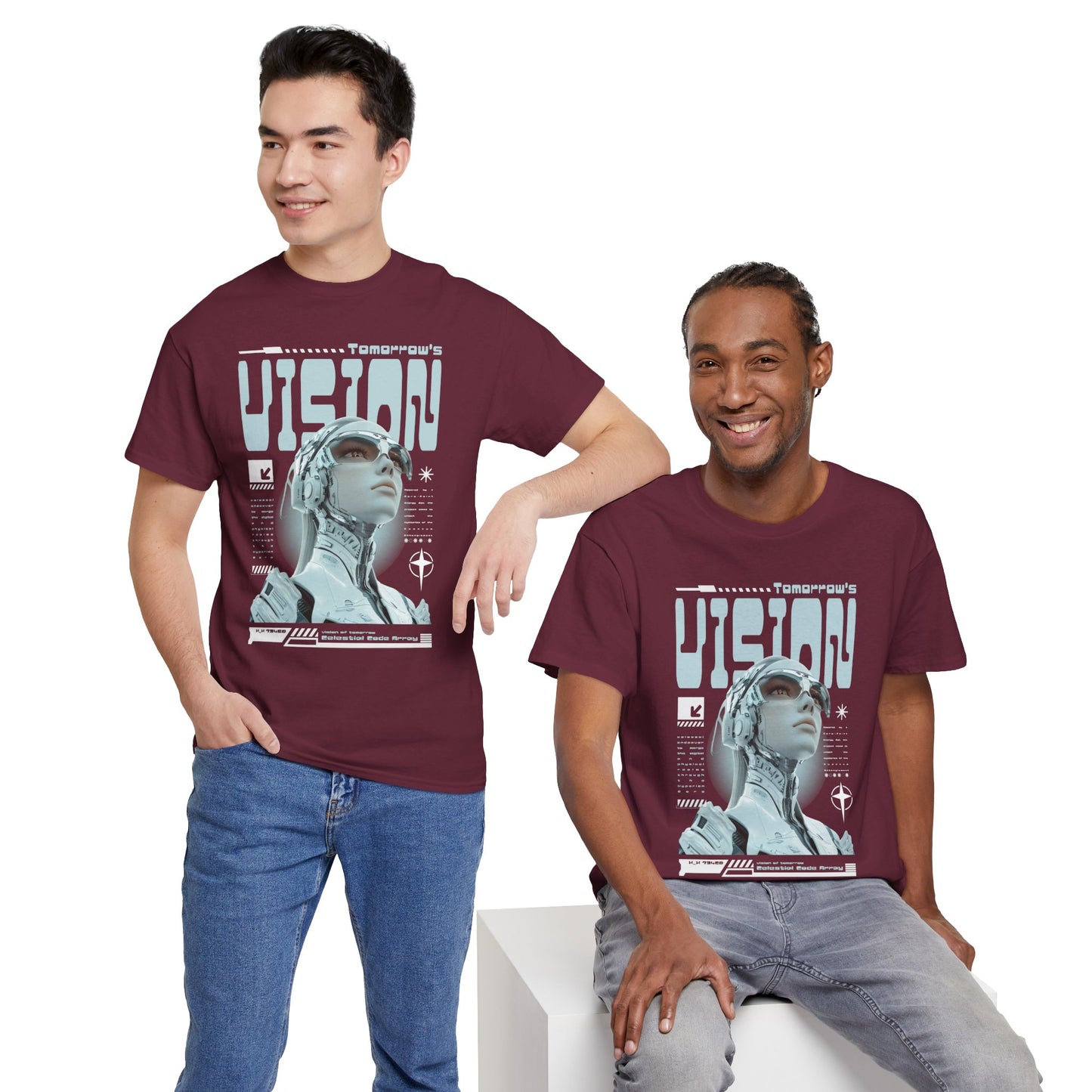 Futuristic Cyborg Portrait Tee – "VISION" Graphic T-Shirt