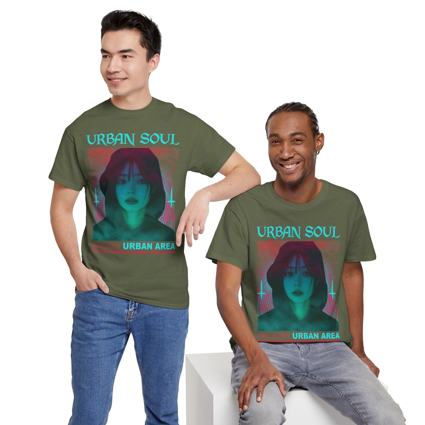 Urban Soul Graphic Tee — Vintage Vaporwave Portrait T-Shirt