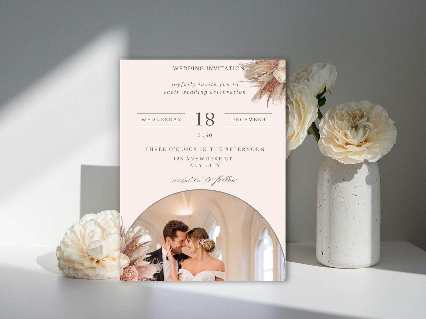 Elegant Wedding Invitation Template: Minimalist Photo Canva Suite