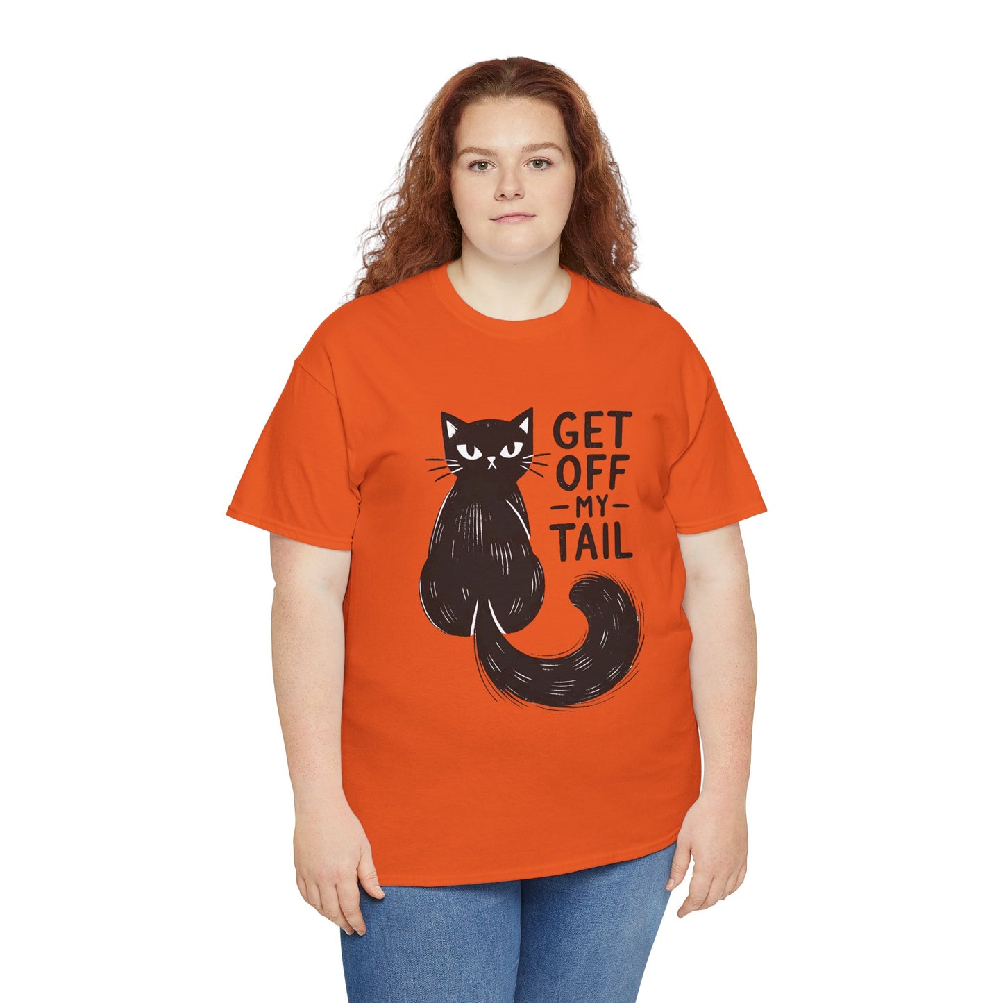Cat T-Shirt — "Get Off My Tail" Funny Black Cat Tee