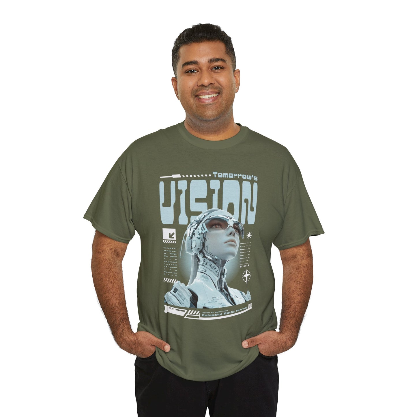 Futuristic Cyborg Portrait Tee – "VISION" Graphic T-Shirt