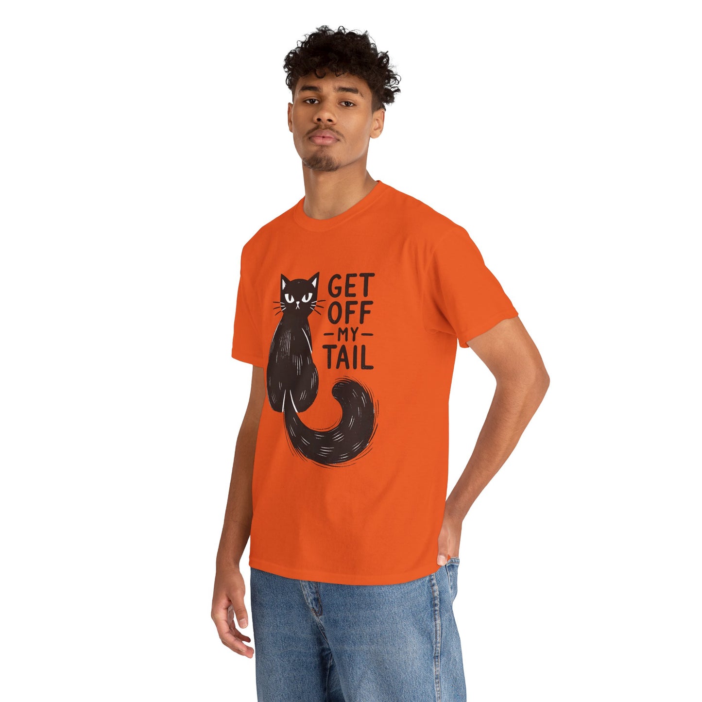 Cat T-Shirt — "Get Off My Tail" Funny Black Cat Tee