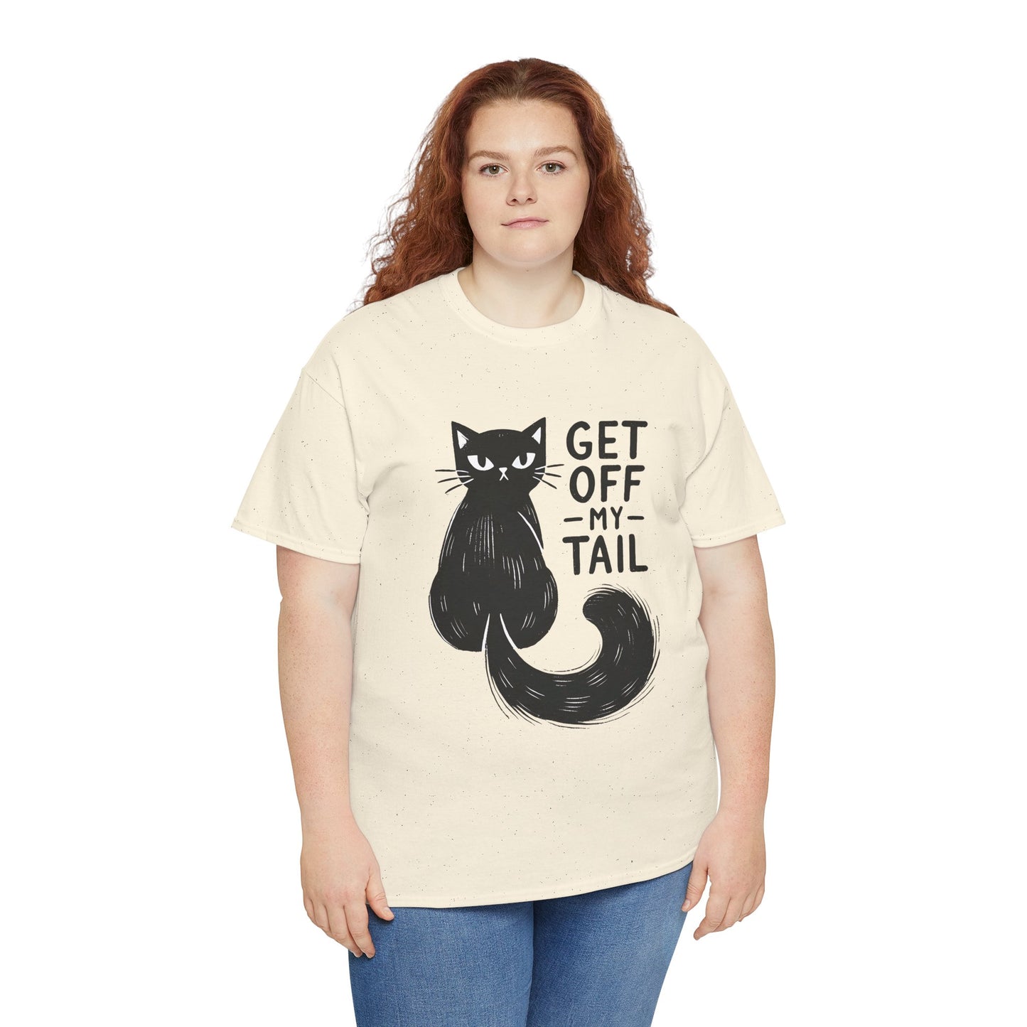 Cat T-Shirt — "Get Off My Tail" Funny Black Cat Tee