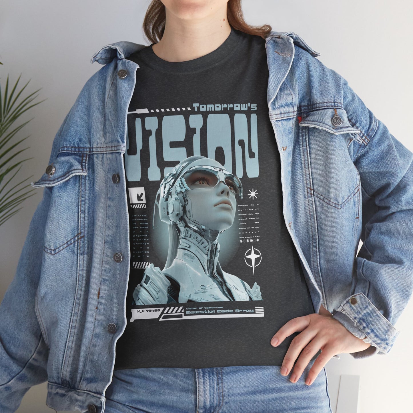 Futuristic Cyborg Portrait Tee – "VISION" Graphic T-Shirt