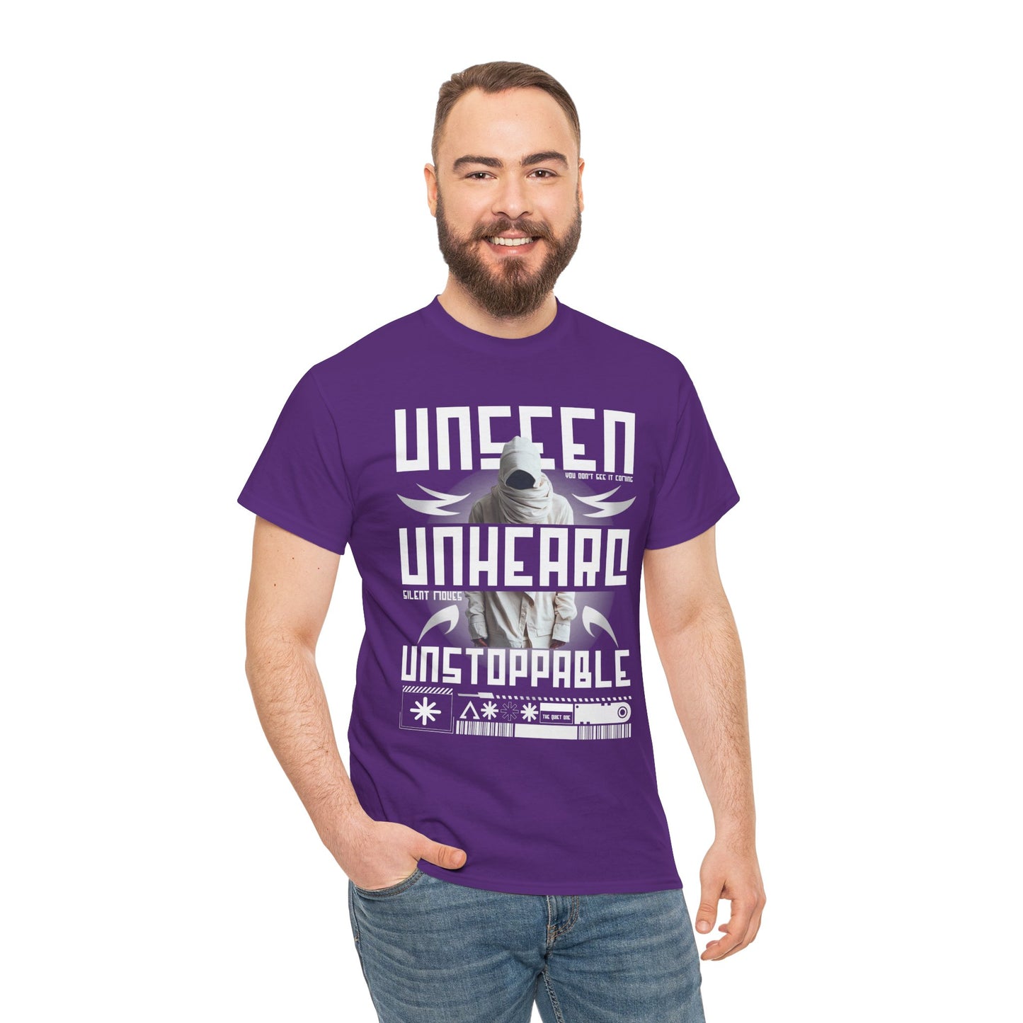 T-Shirt — "Unseen, Unheard, Unstoppable" Graphic Tee (Bold Futuristic Design)