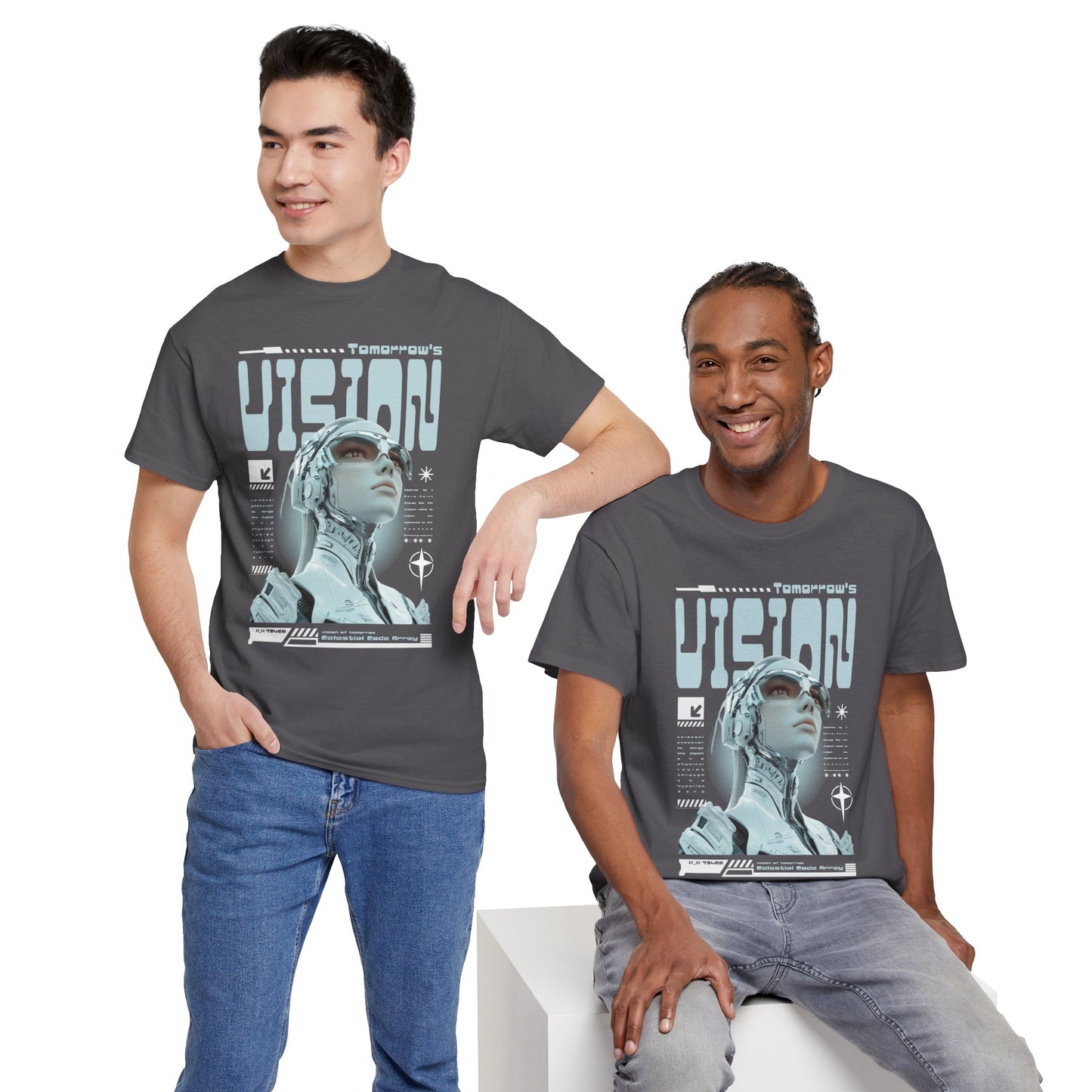 Futuristic Cyborg Portrait Tee – "VISION" Graphic T-Shirt