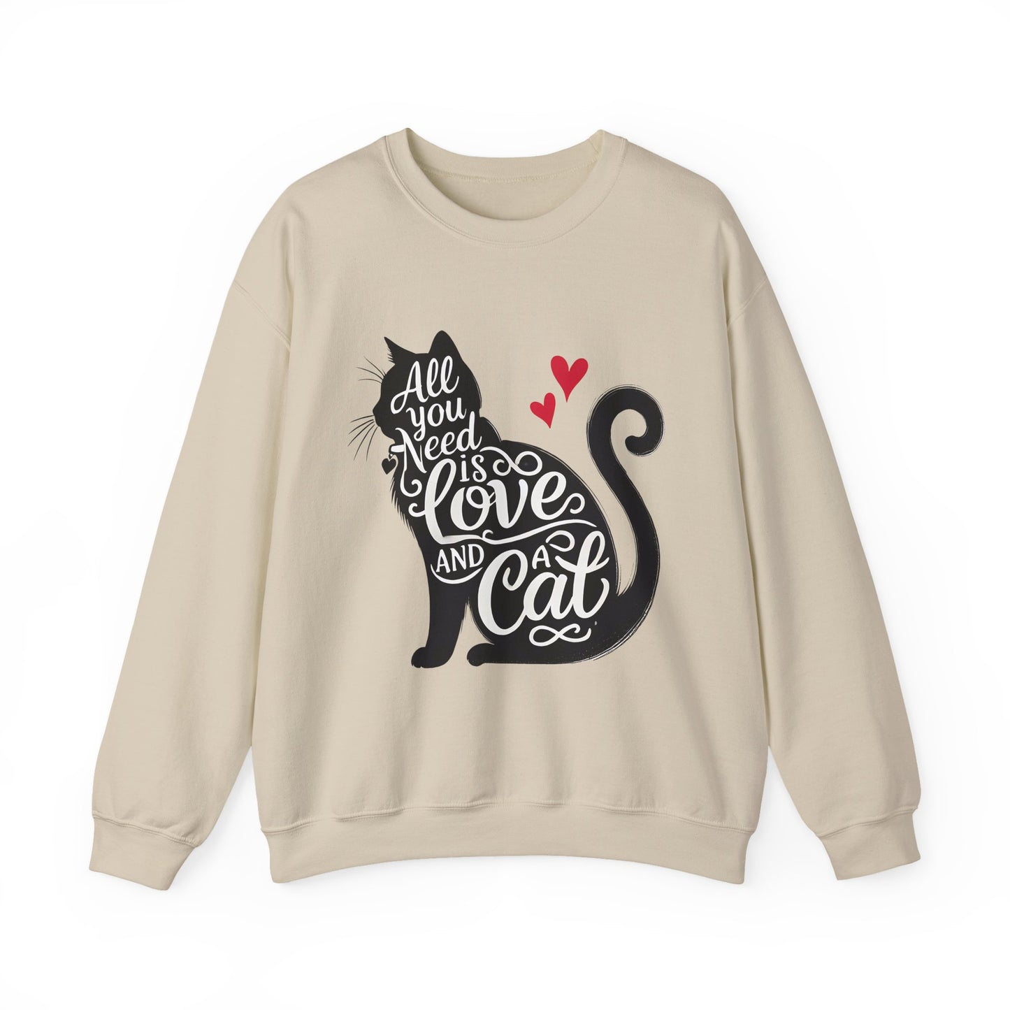 All You Need Is Love and a Cat sweatshirt - Cat Lover Crewneck Sweatshirt