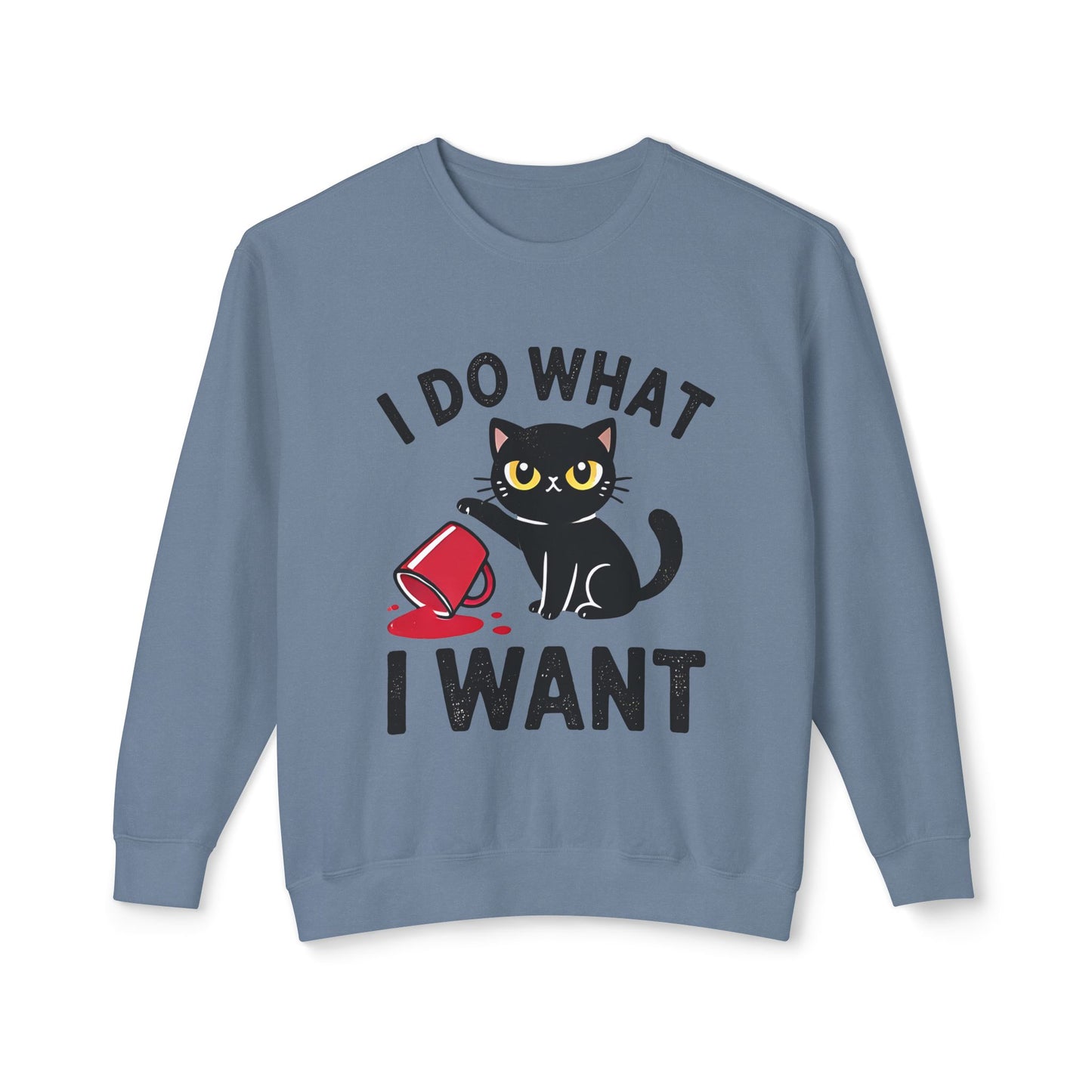 Cat Graphic Sweatshirt "I Do What I Want" – Cute Rebellious Cat Crewneck